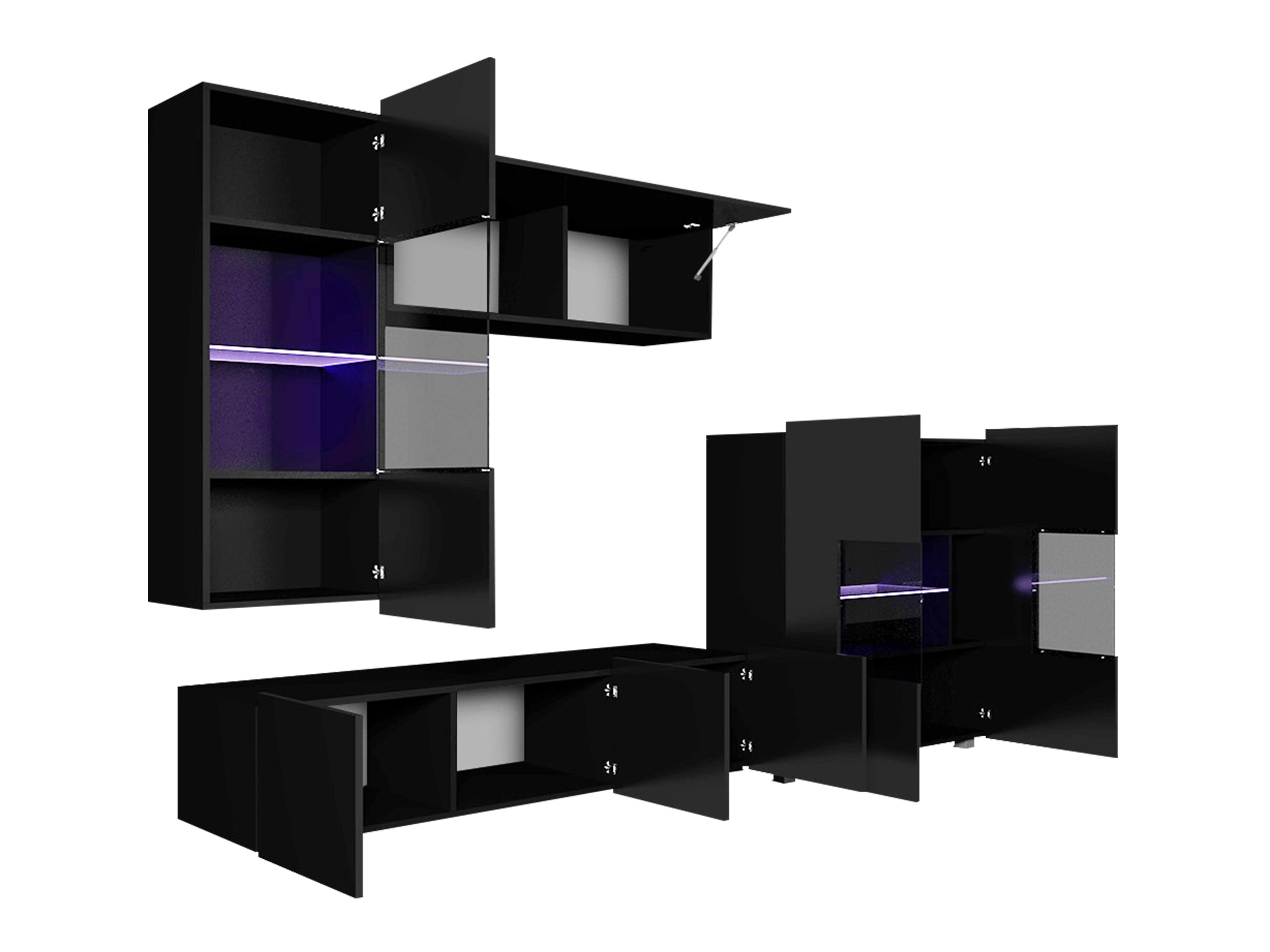 Set za dnevni boravak Remus III (Crna + Sjajno crna)