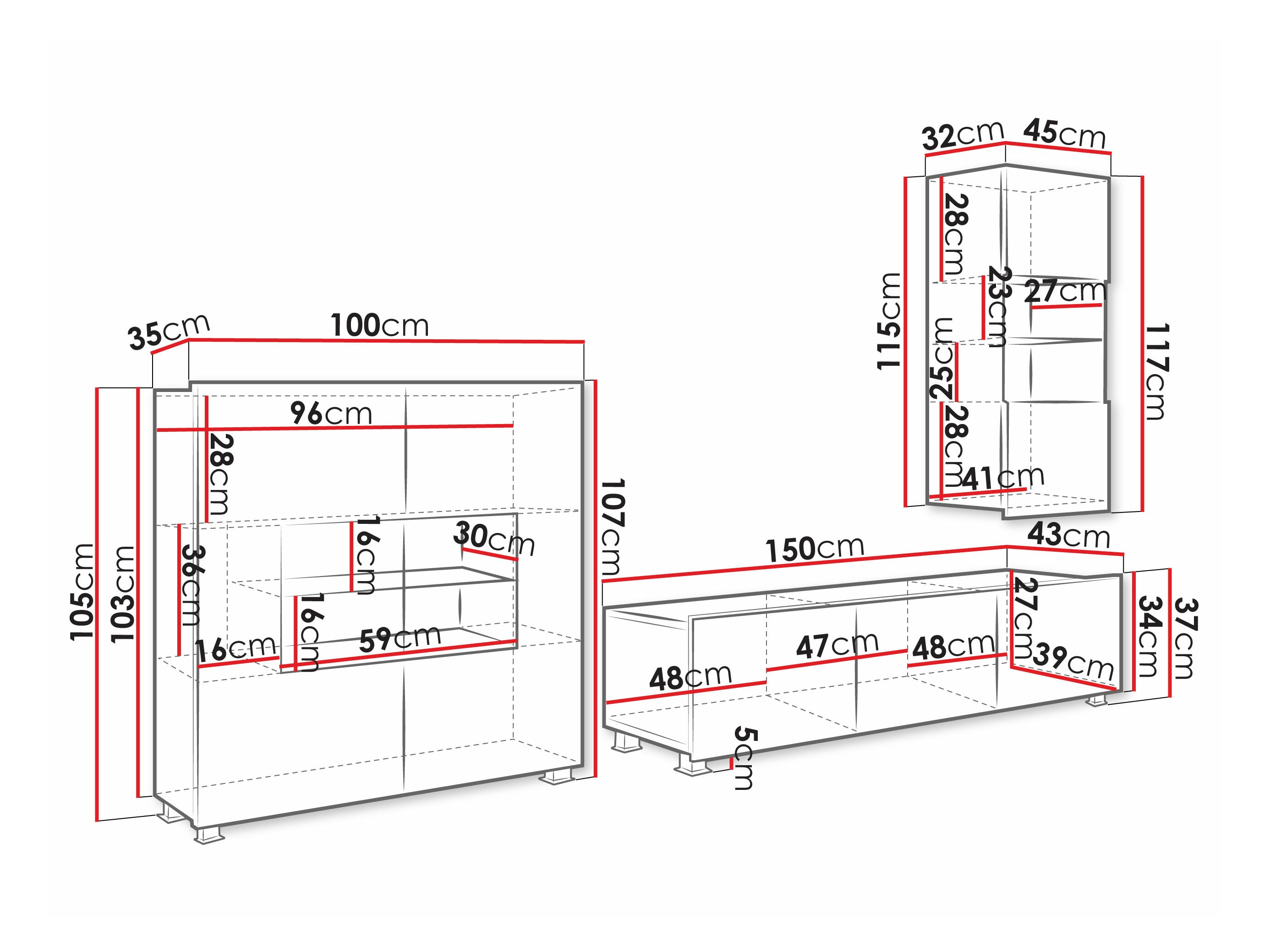 Set za dnevni boravak Remus VII (Bijela + Sjajno bijela)