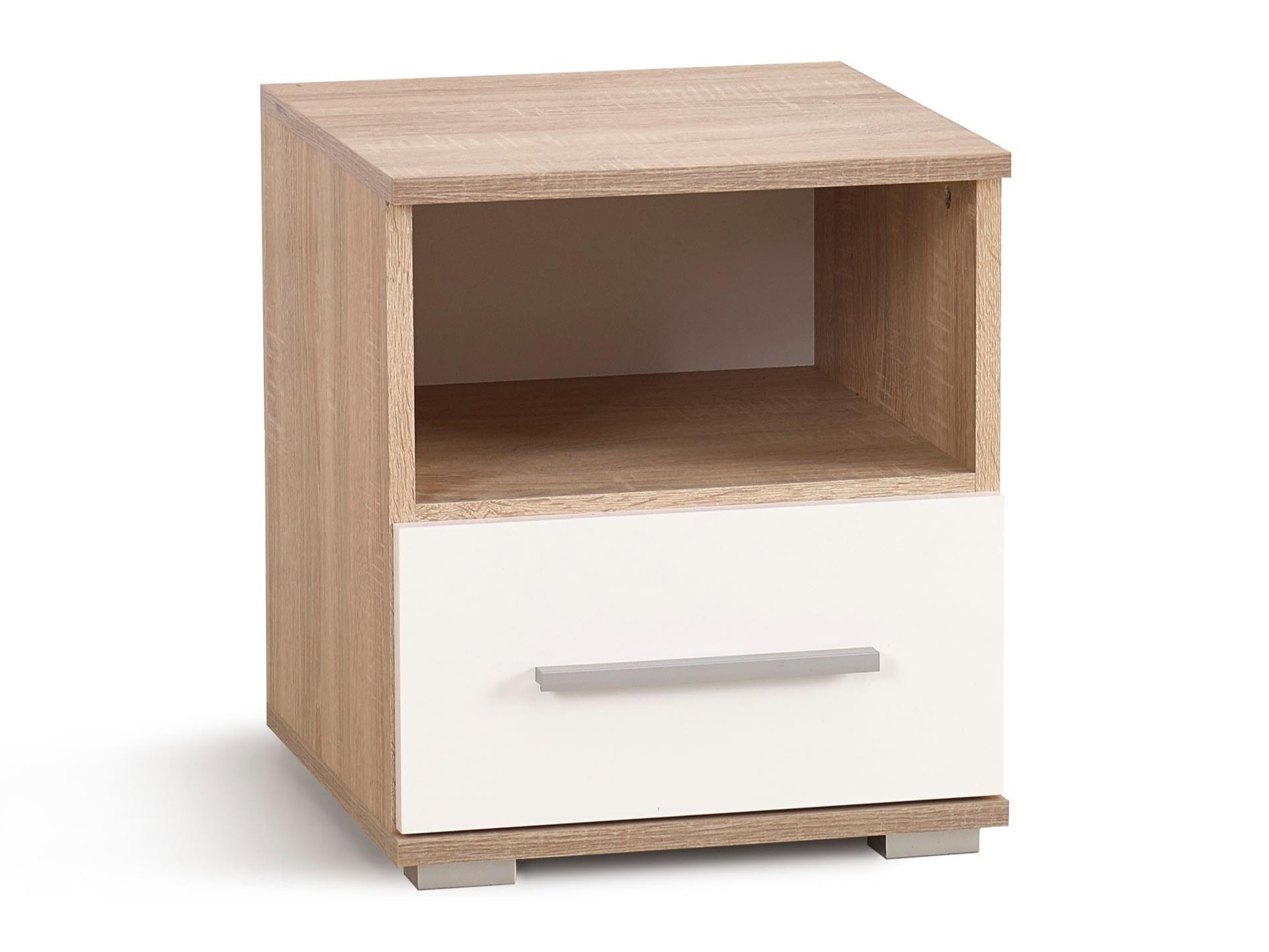 Noćni ormarić Cirveso 111 (Sonoma hrast + Sjajno bijela)