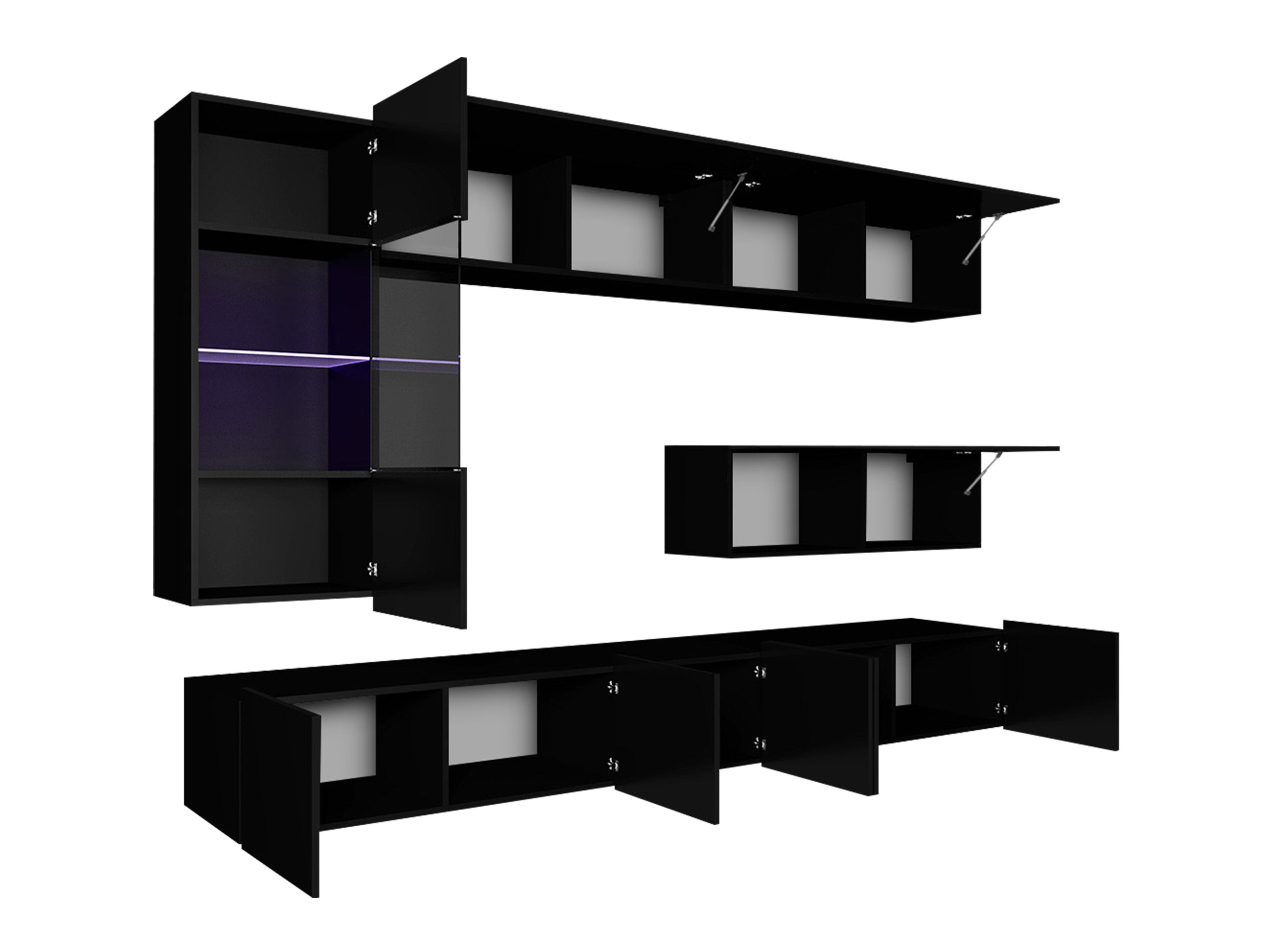 Set za dnevni boravak Remus IV (Crna + Sjajno crna)