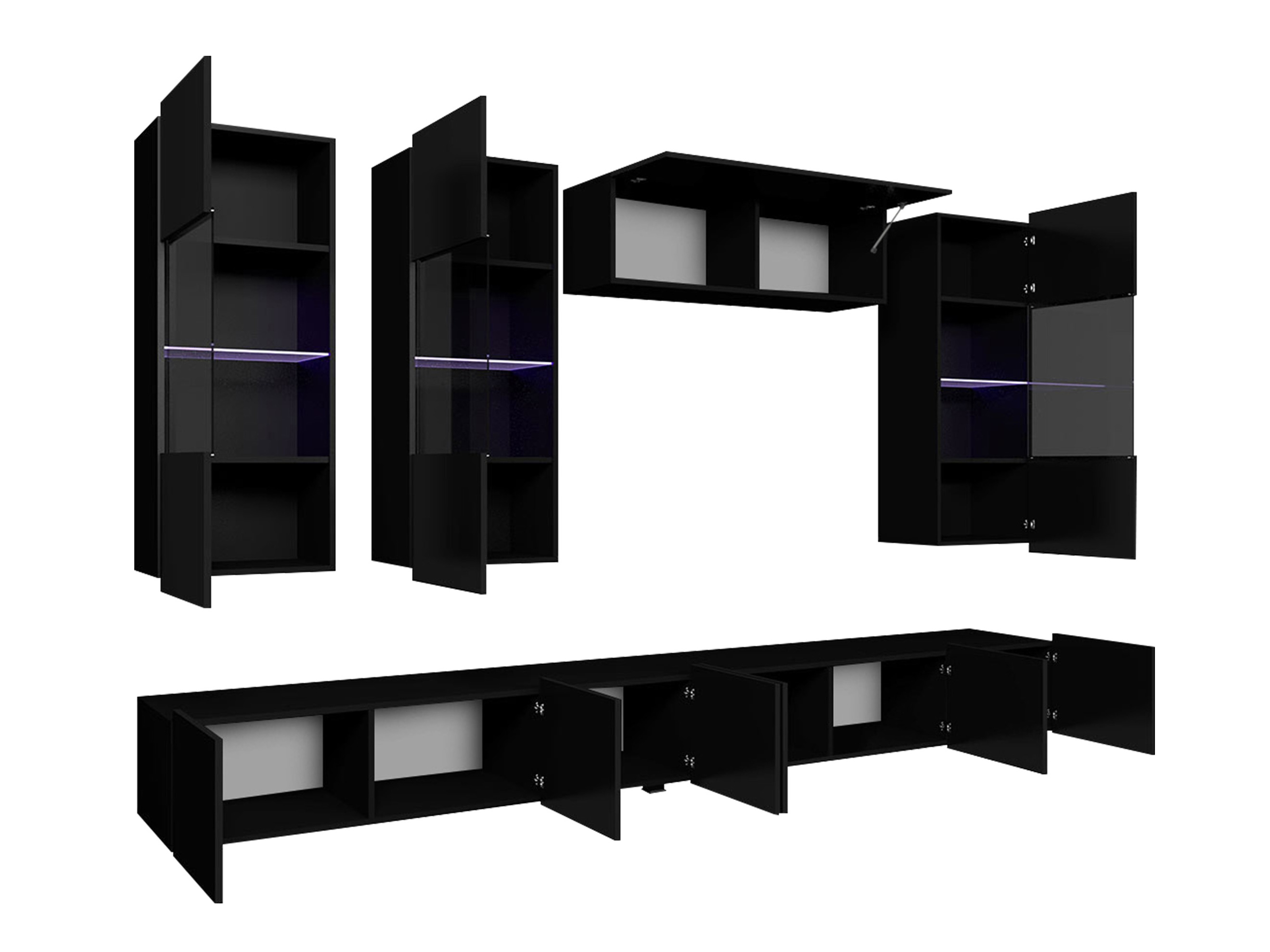 Set za dnevni boravak Remus V (Crna + Sjajno crna)