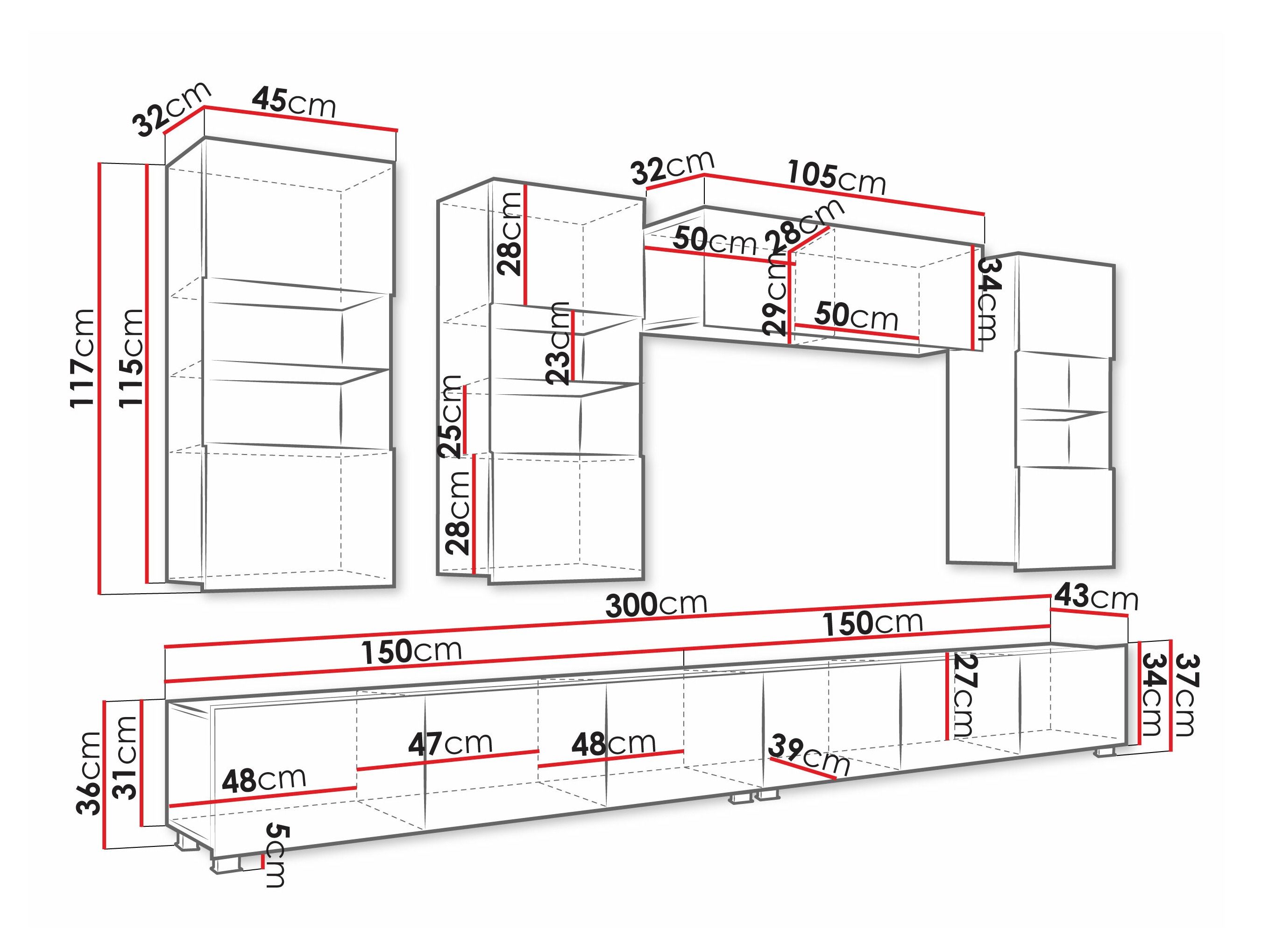 Set za dnevni boravak Remus V (Crna + Sjajno crna)