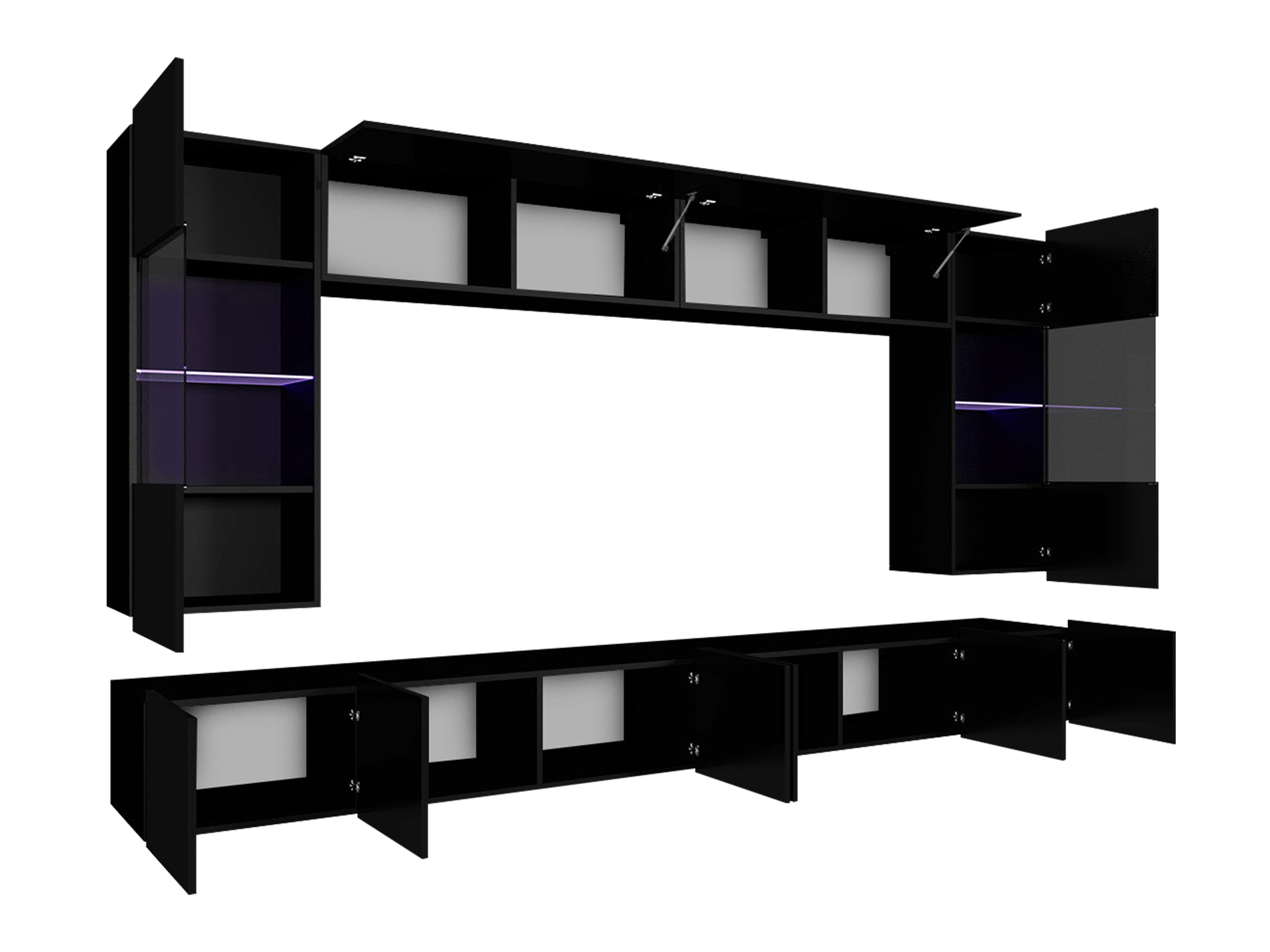 Set za dnevni boravak Tivdalu 105 (Crna + Sjajno crna)