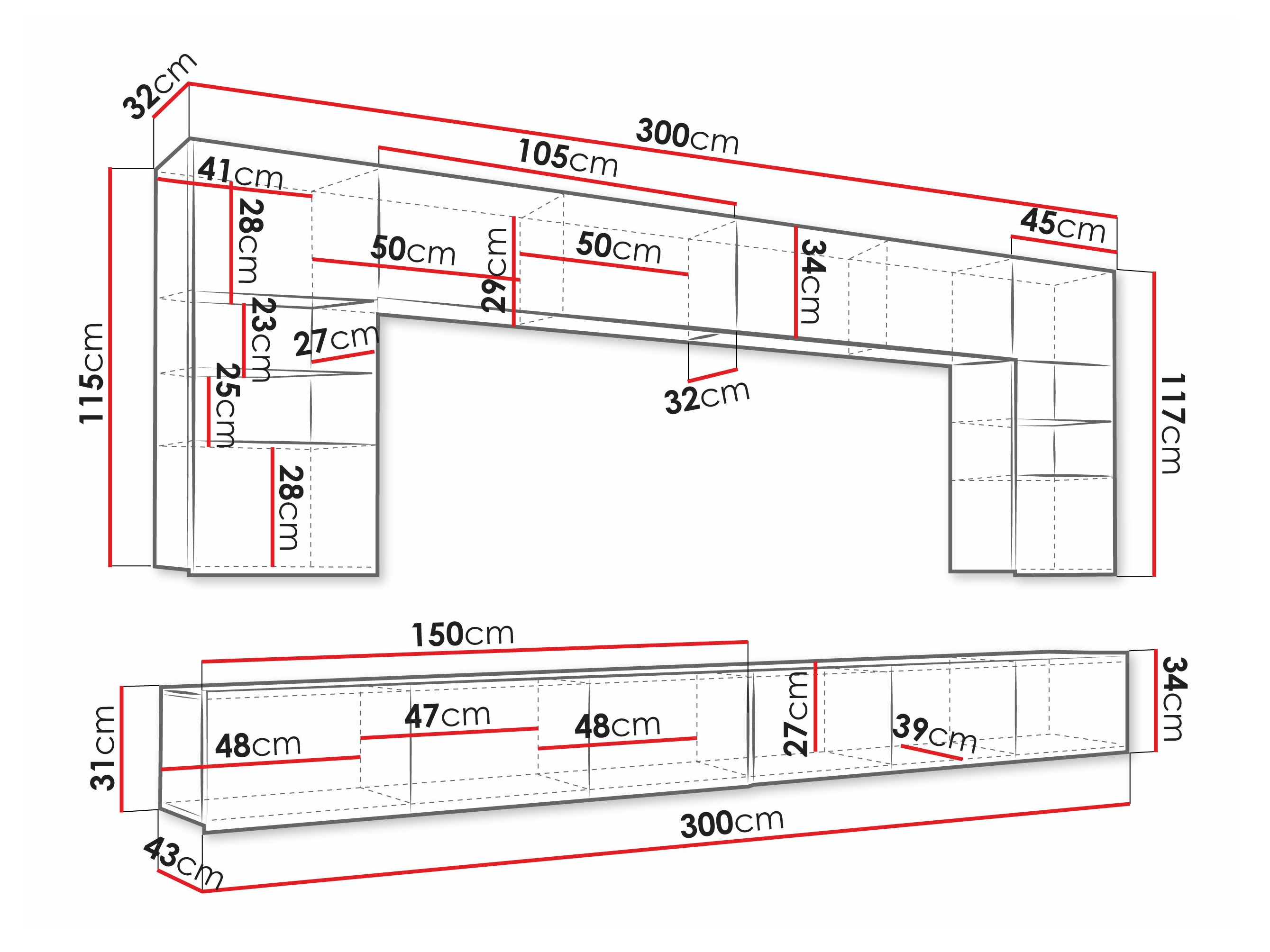 Set za dnevni boravak Tivdalu 105 (Crna + Sjajno crna)