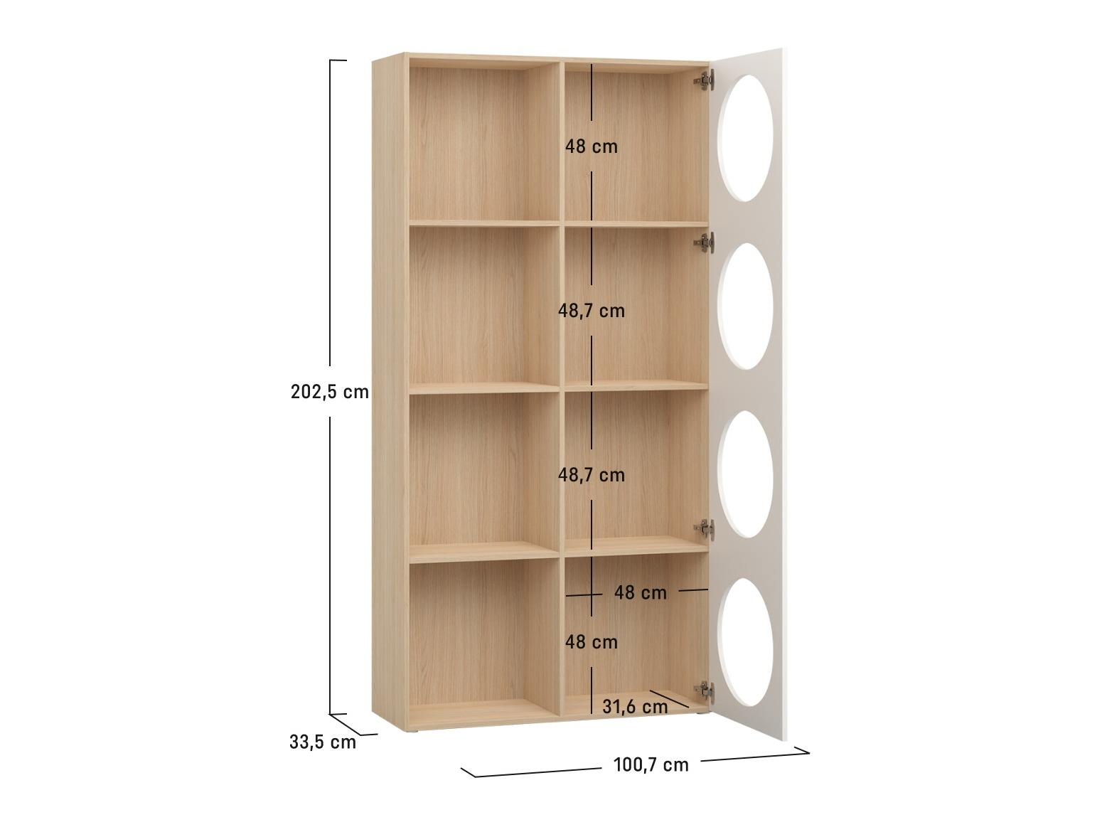 Polica Tornolo 117 (Svijetli hrast + Bijela)