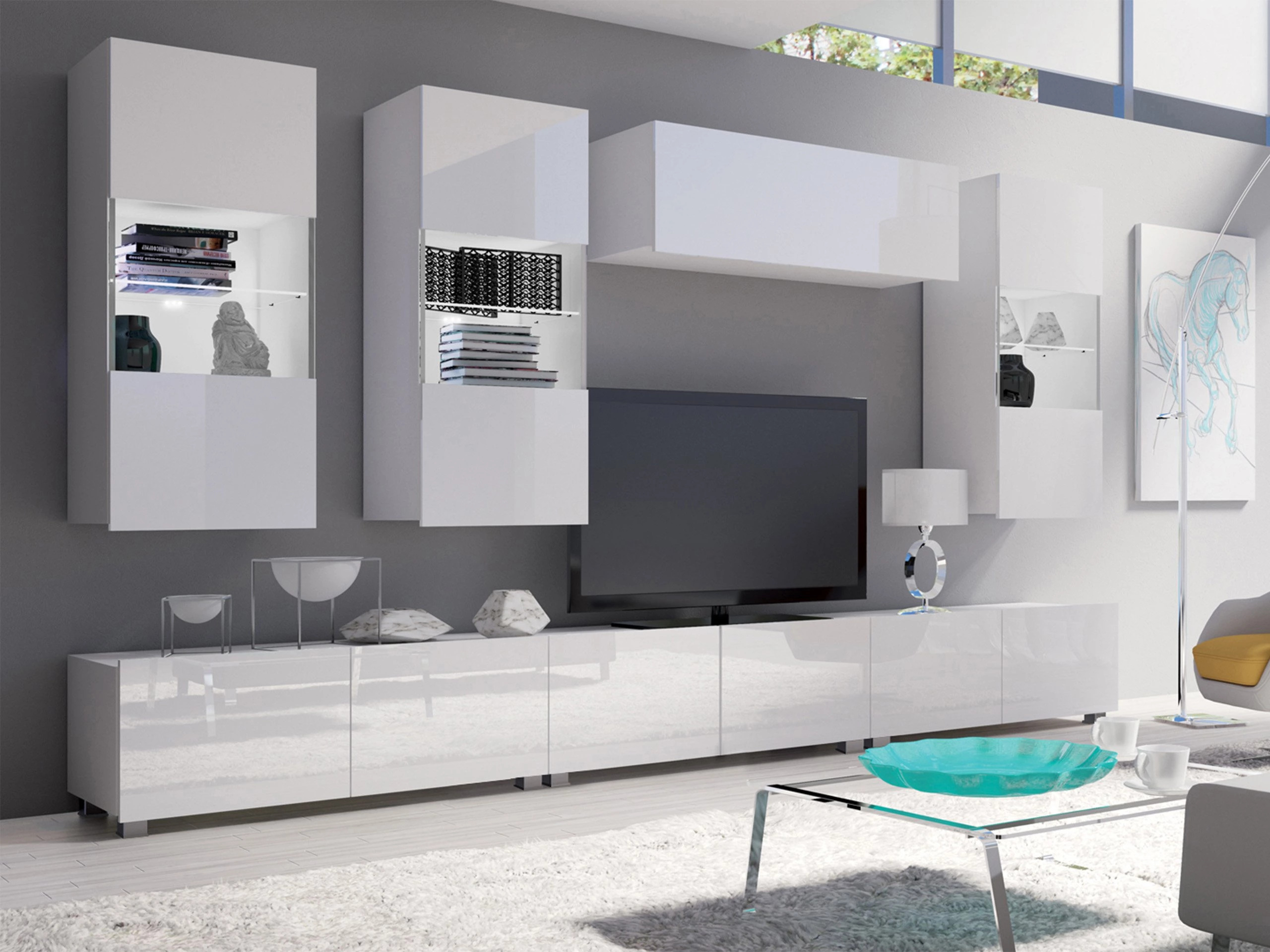 Set za dnevni boravak Remus XI (Bijela + Sjajno bijela)