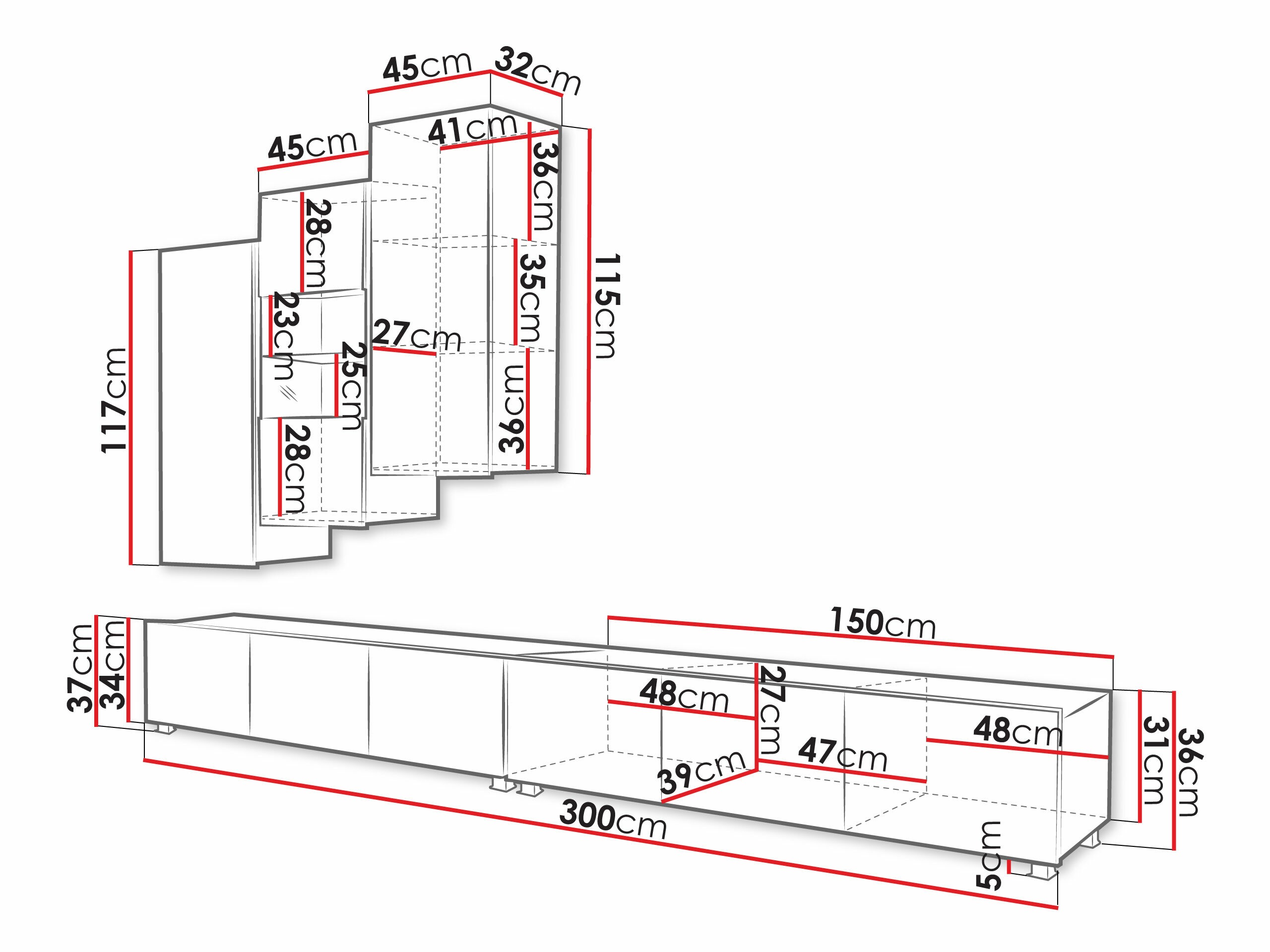 Set za dnevni boravak Remus XVII (Crna + Sjajno crna)