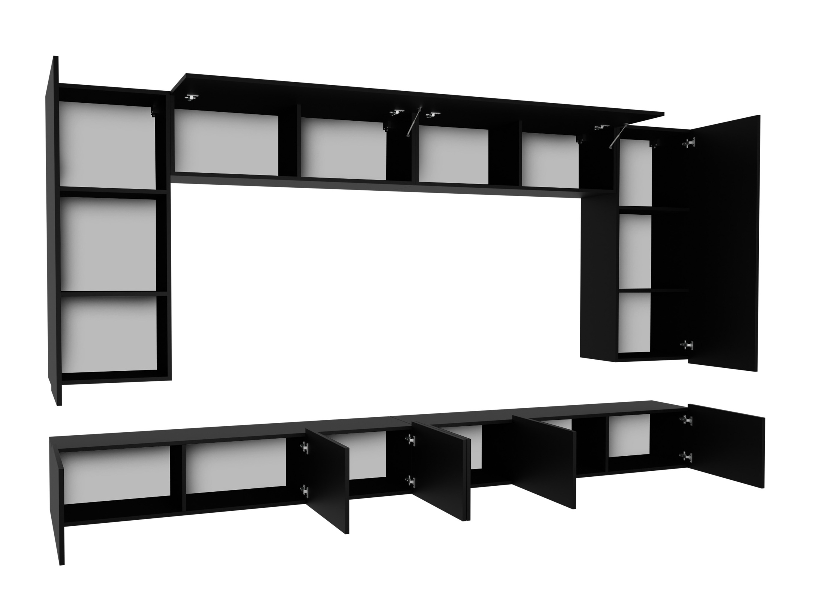 Set za dnevni boravak Tivdalu 135 (Crna + Sjajno crna)