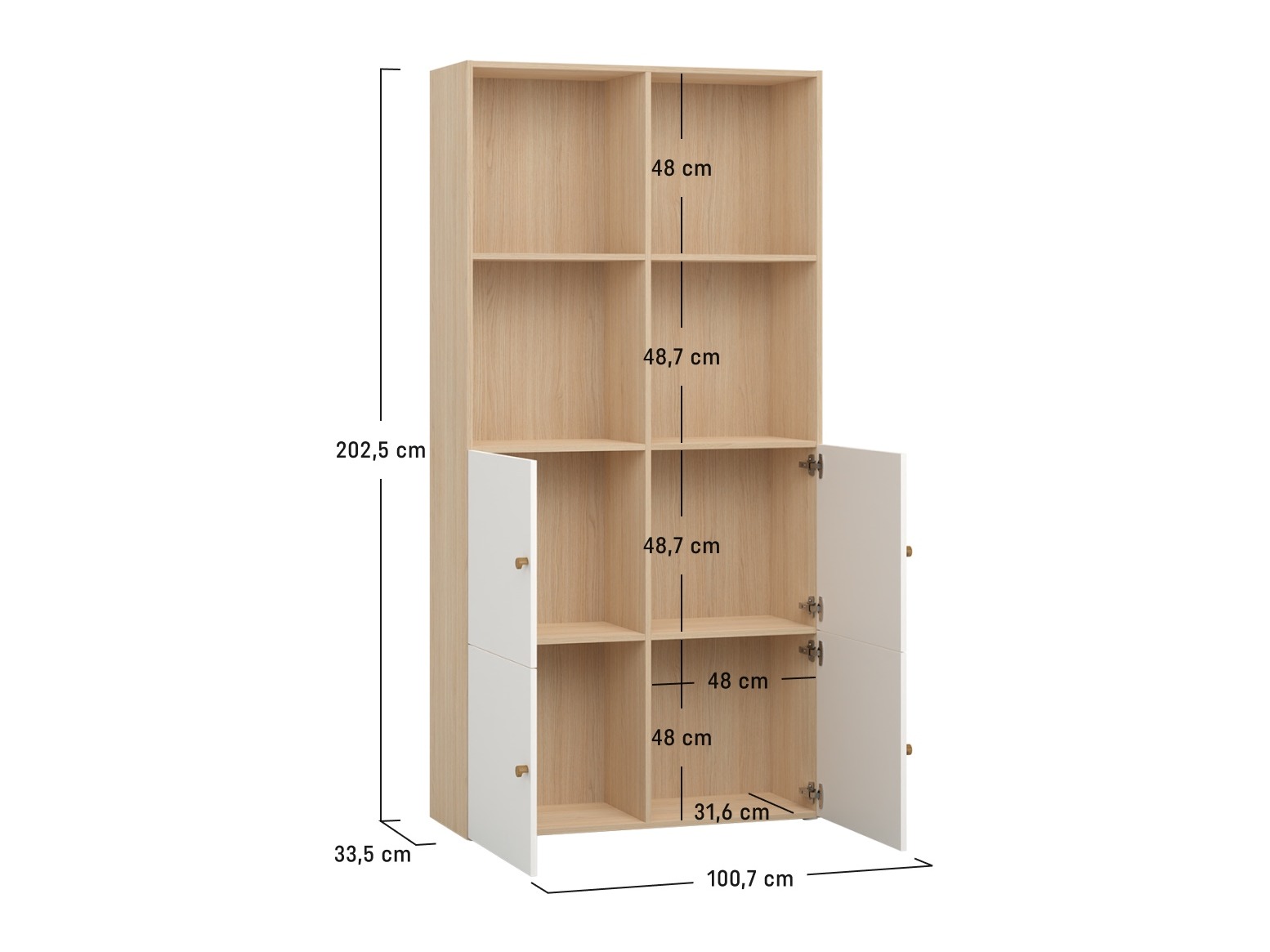 Polica Tornolo 120 (Svijetli hrast + Bijela)
