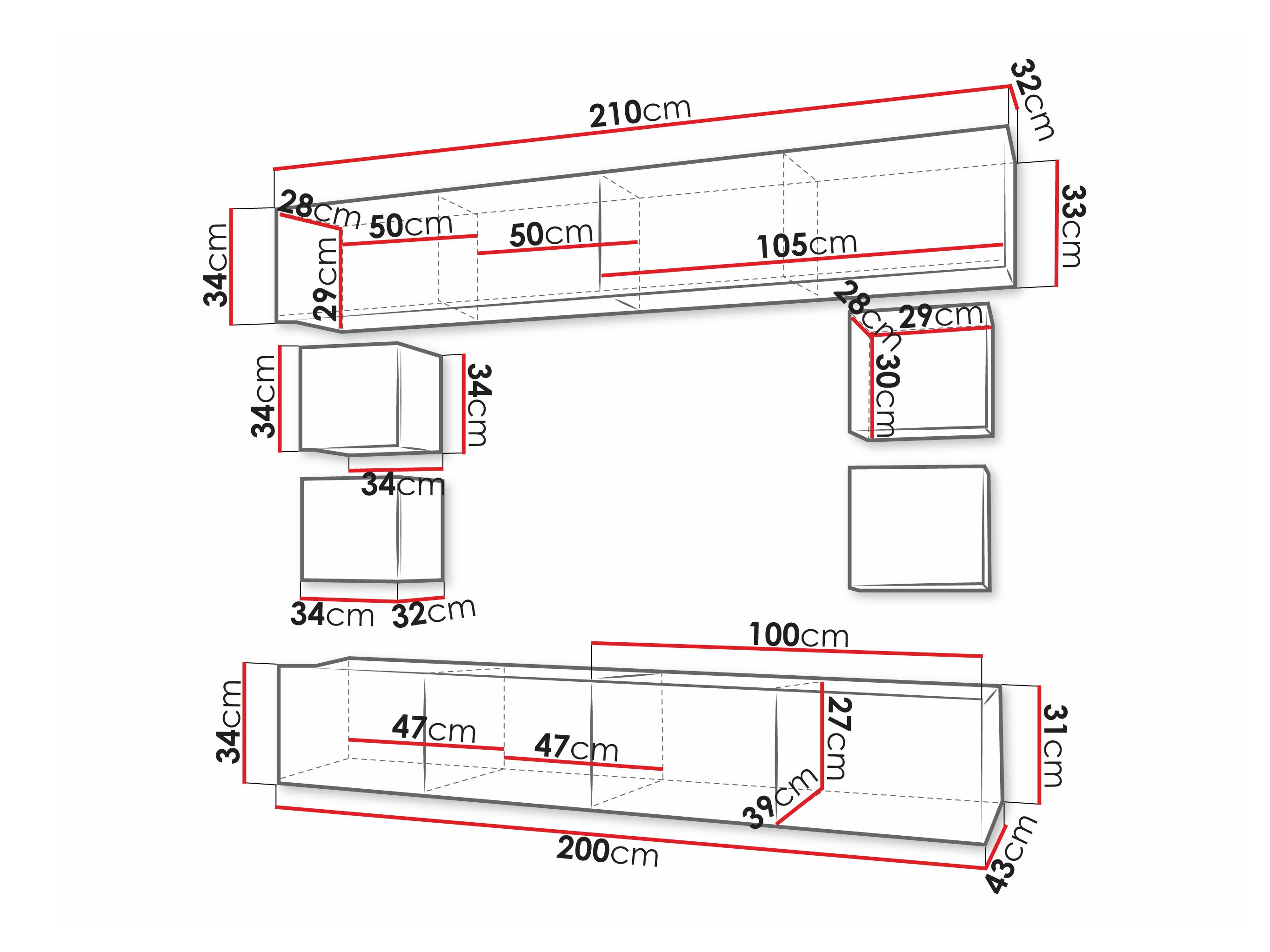 Set za dnevni boravak Remus XVI (Crna + Sjajno crna)