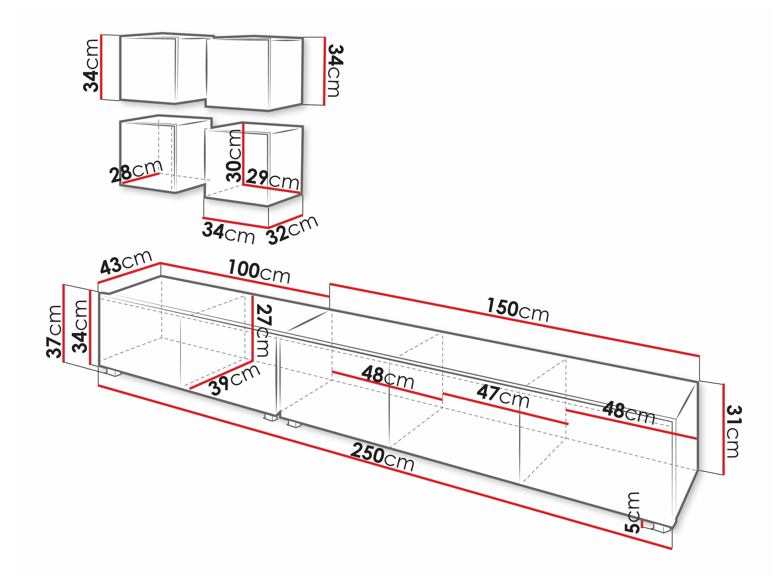 Set za dnevni boravak Remus XVIII (Crna + Sjajno crna)