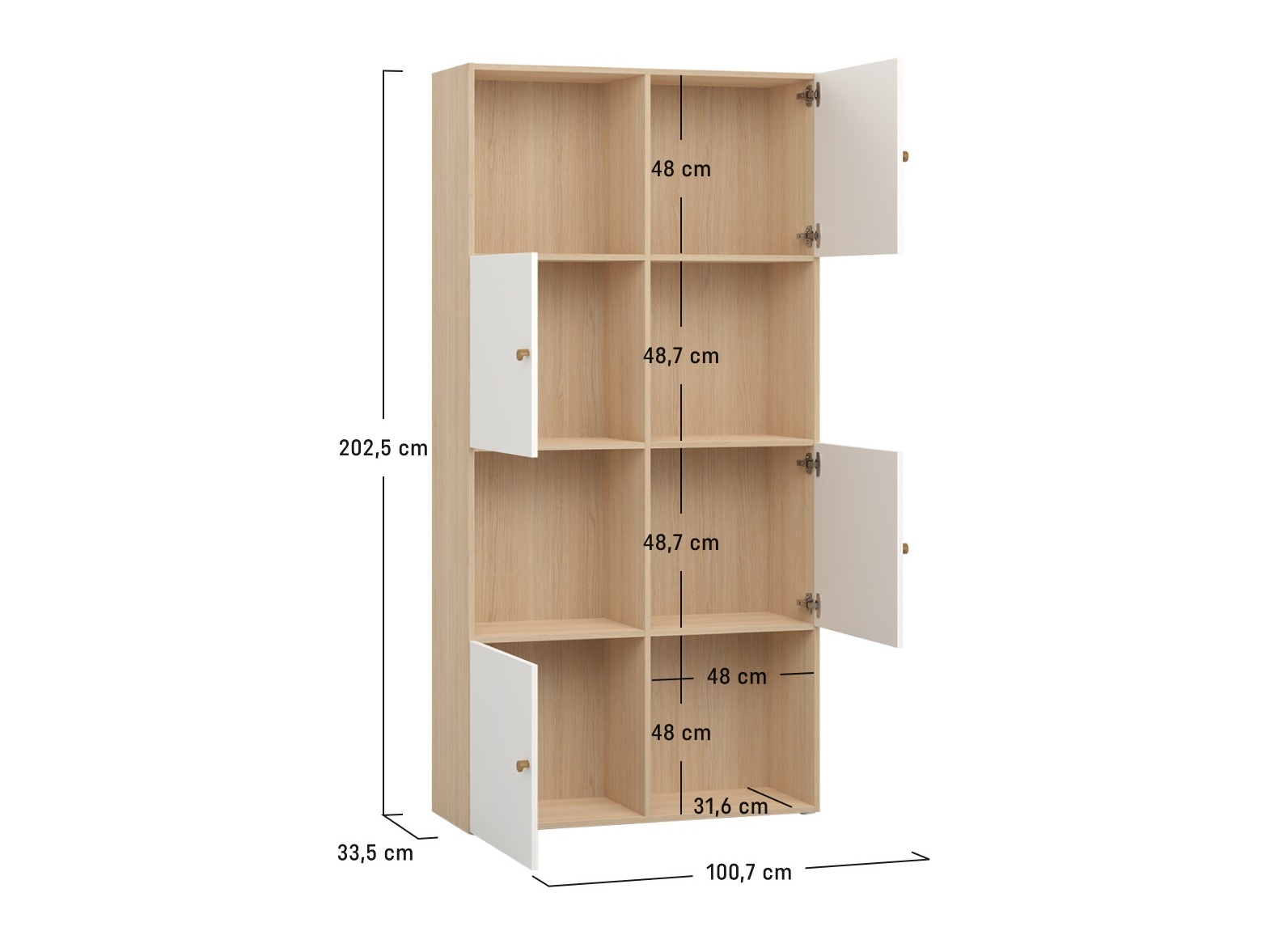 Polica Tornolo 121 (Svijetli hrast + Bijela)