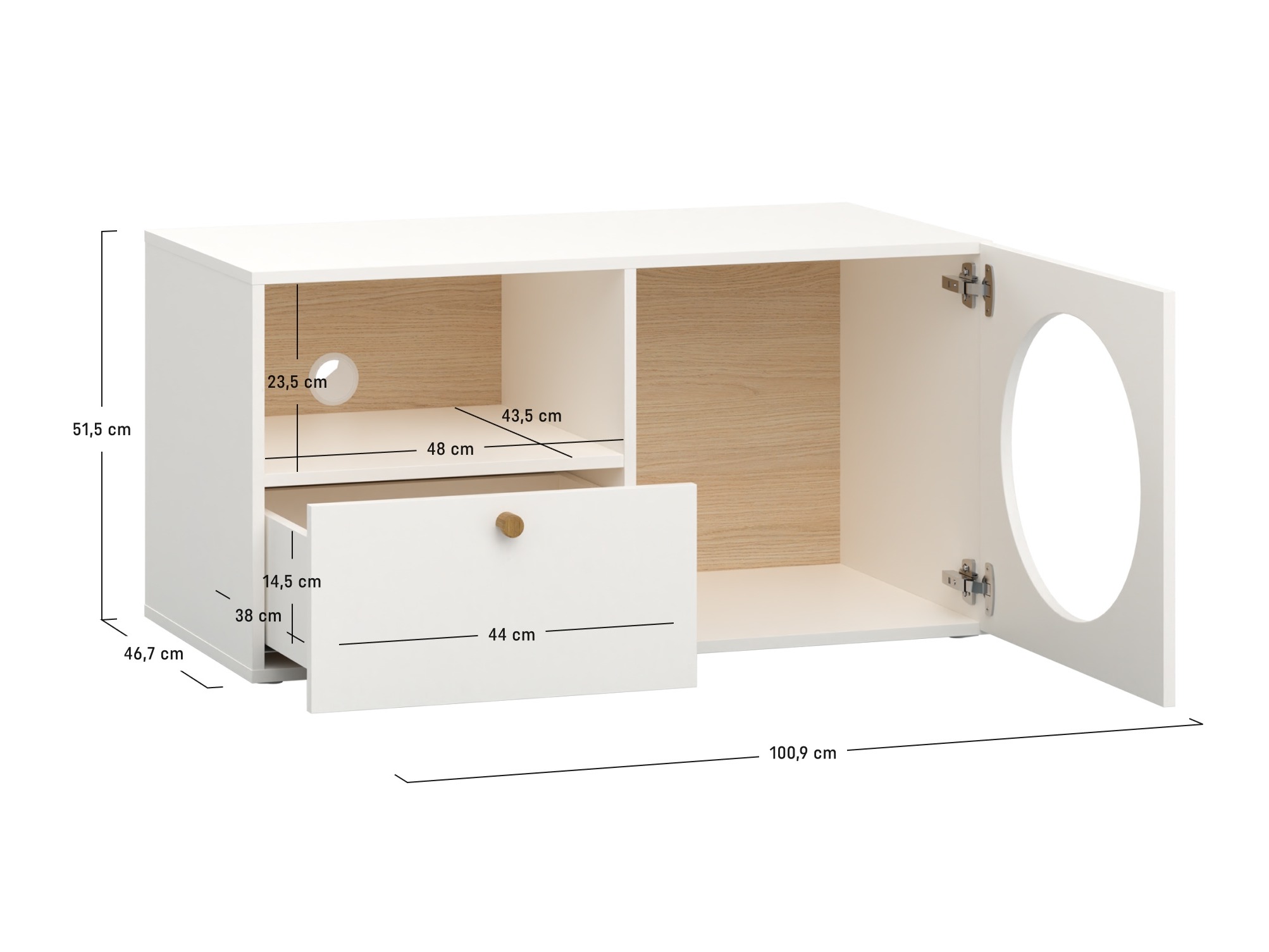 TV stol Tornolo 127 (Bijela + Siva)