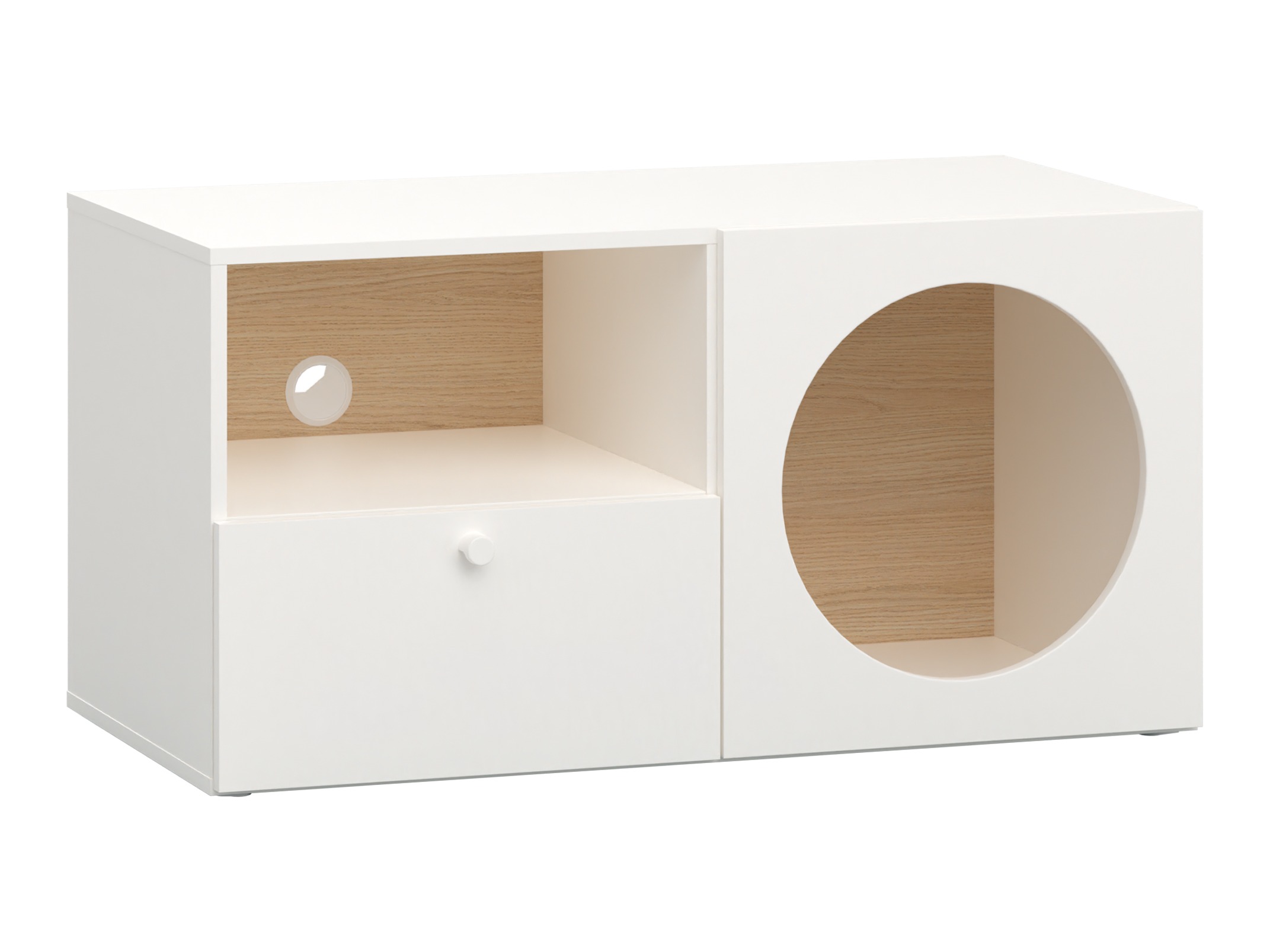 TV stol Tornolo 127 (Bijela + Svijetli hrast)