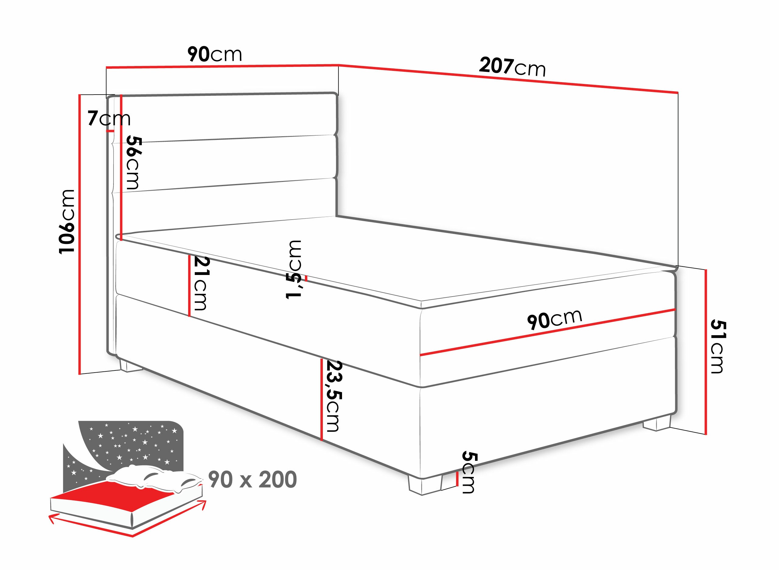 Boxspring krevet Sanford 104 (Manila 14)