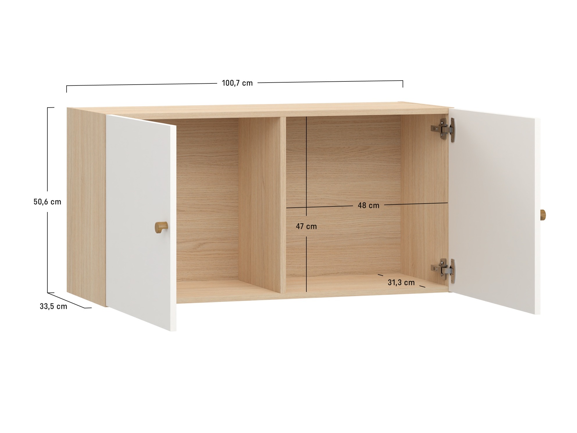 Zidni ormarić Tornolo 128 (Bijela + Svijetli hrast)