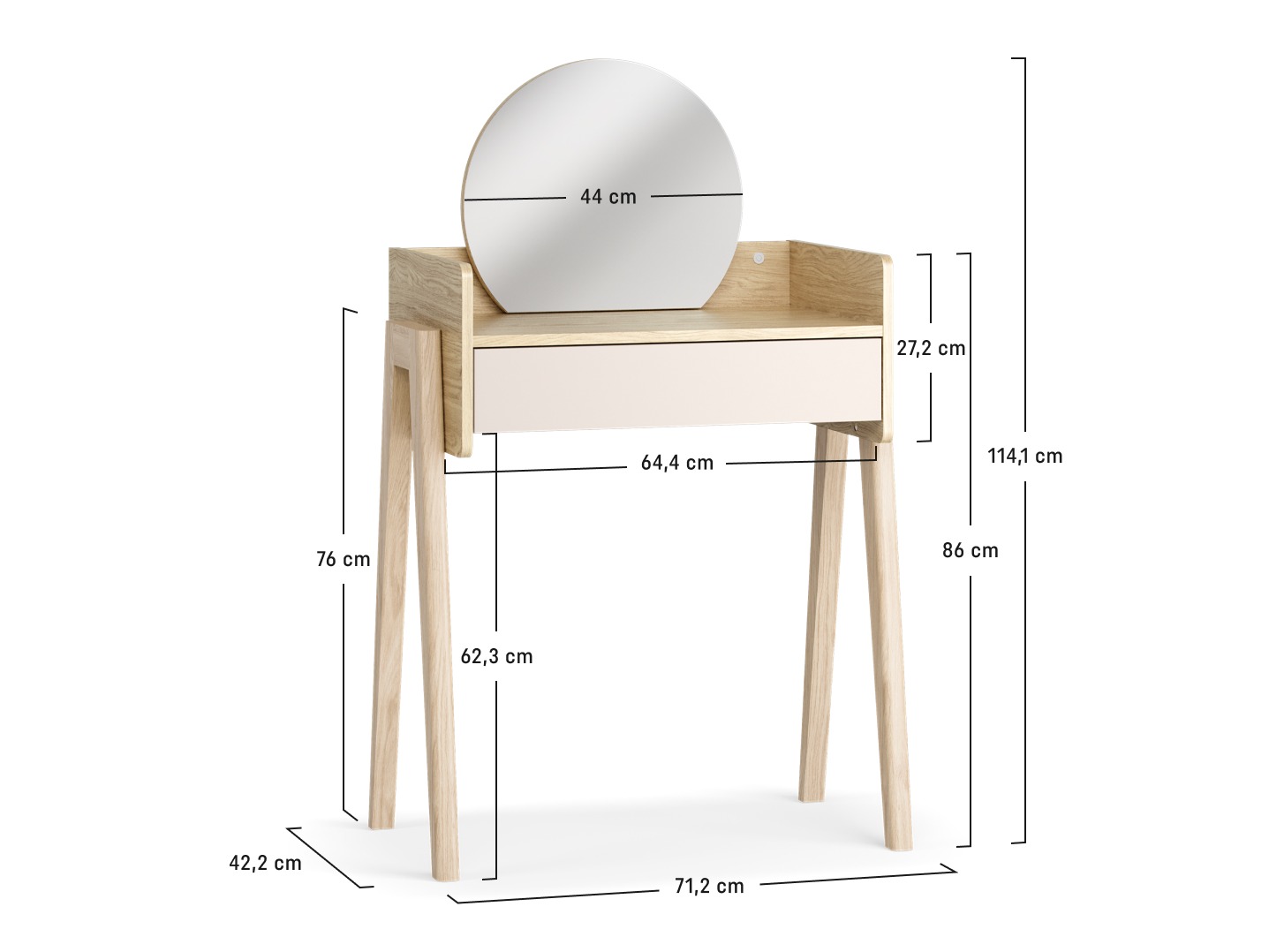 Toaletni stolić Velrome 100 (Hrast + Grafit)
