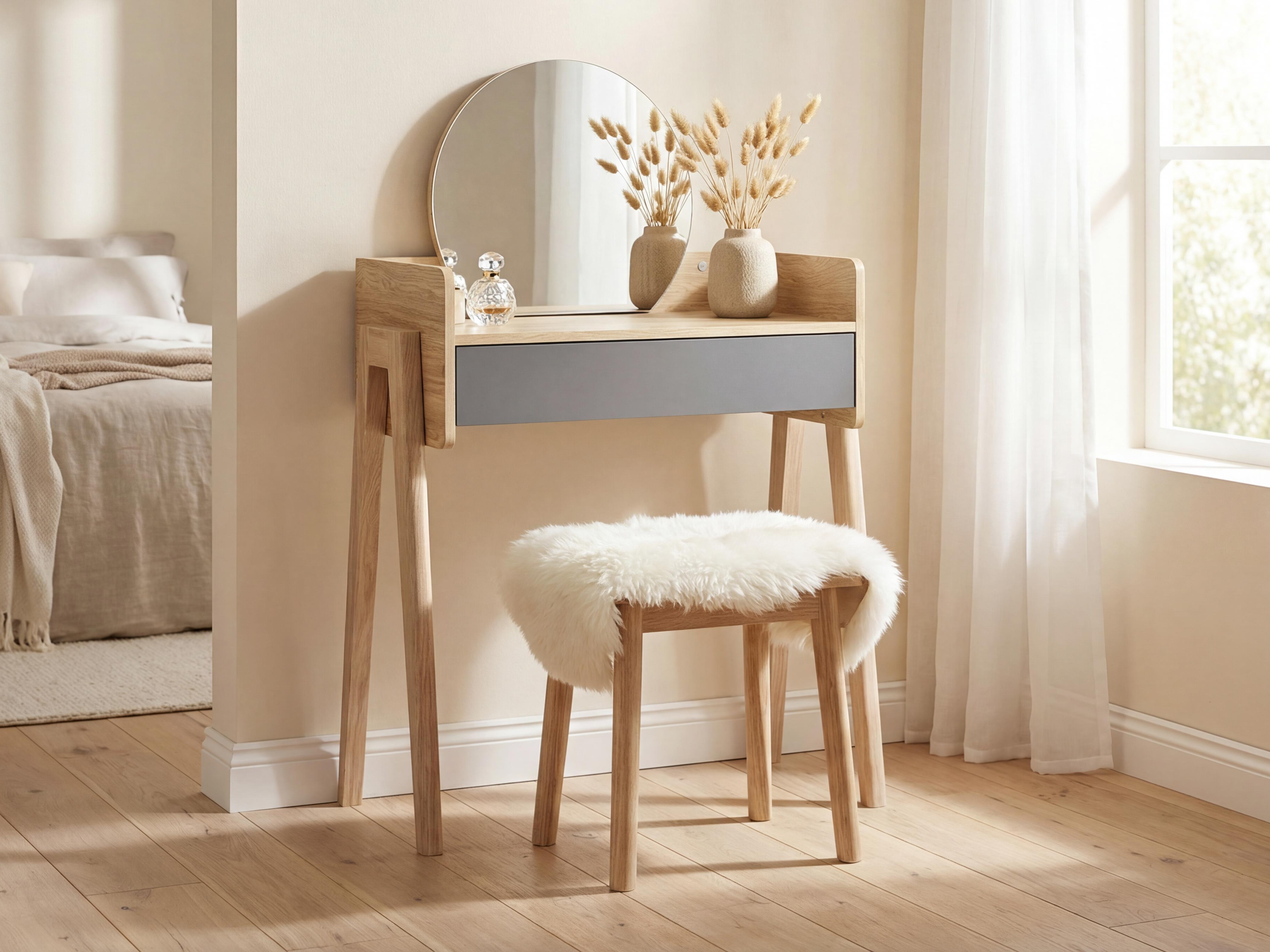 Toaletni stolić Velrome 100 (Hrast + Grafit)