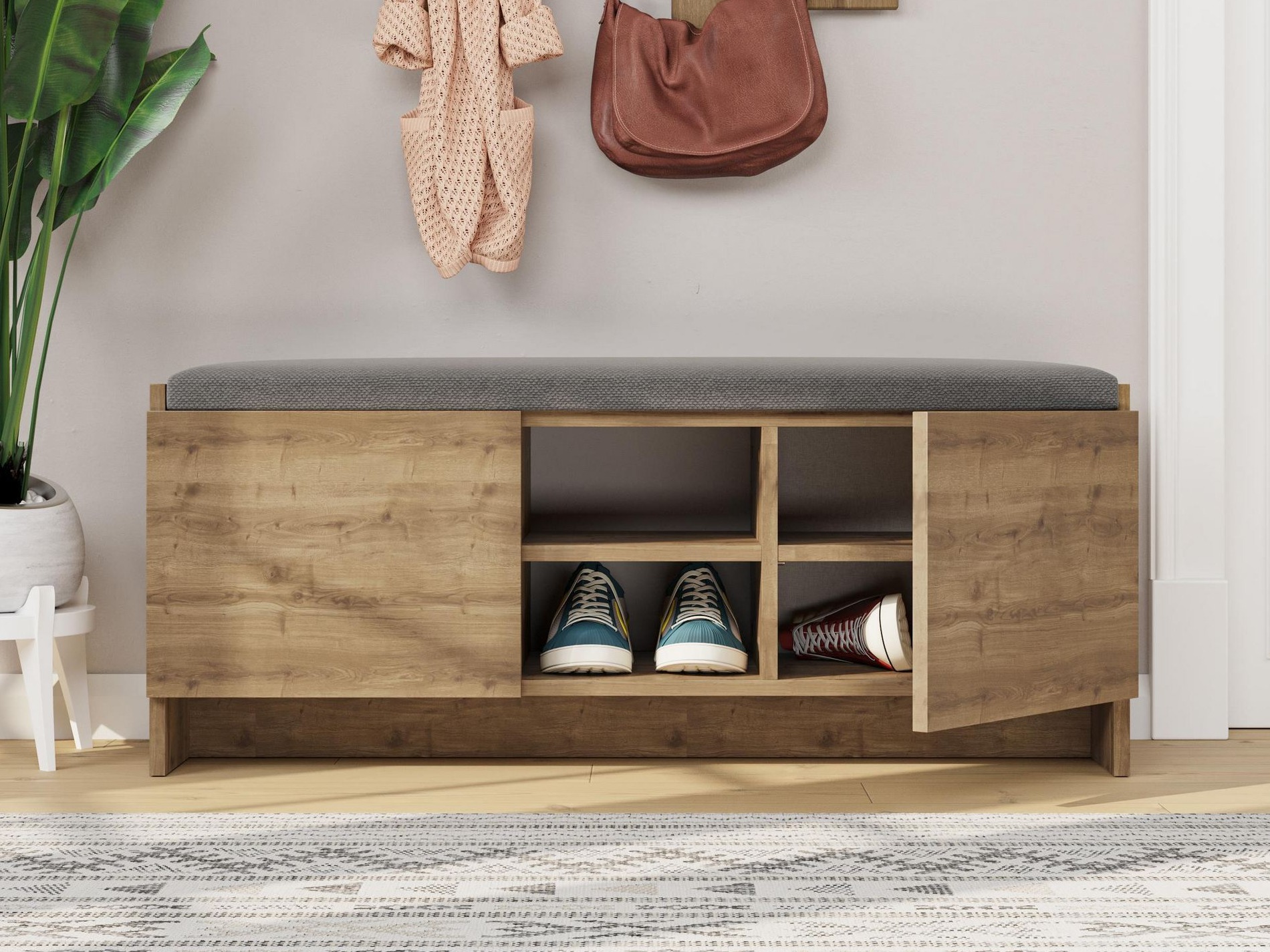 Polica za cipele Kailua 1047 (Tamni hrast)