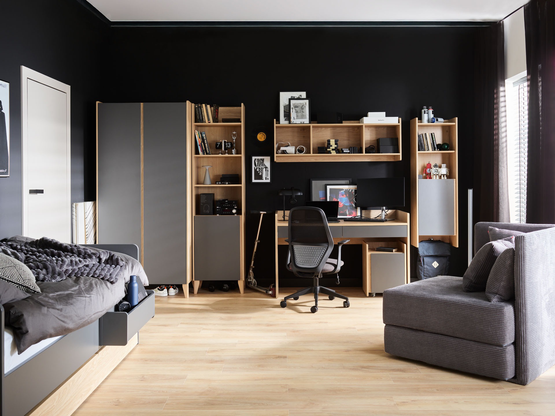 Polica Velrome 103 (Hrast + Grafit)