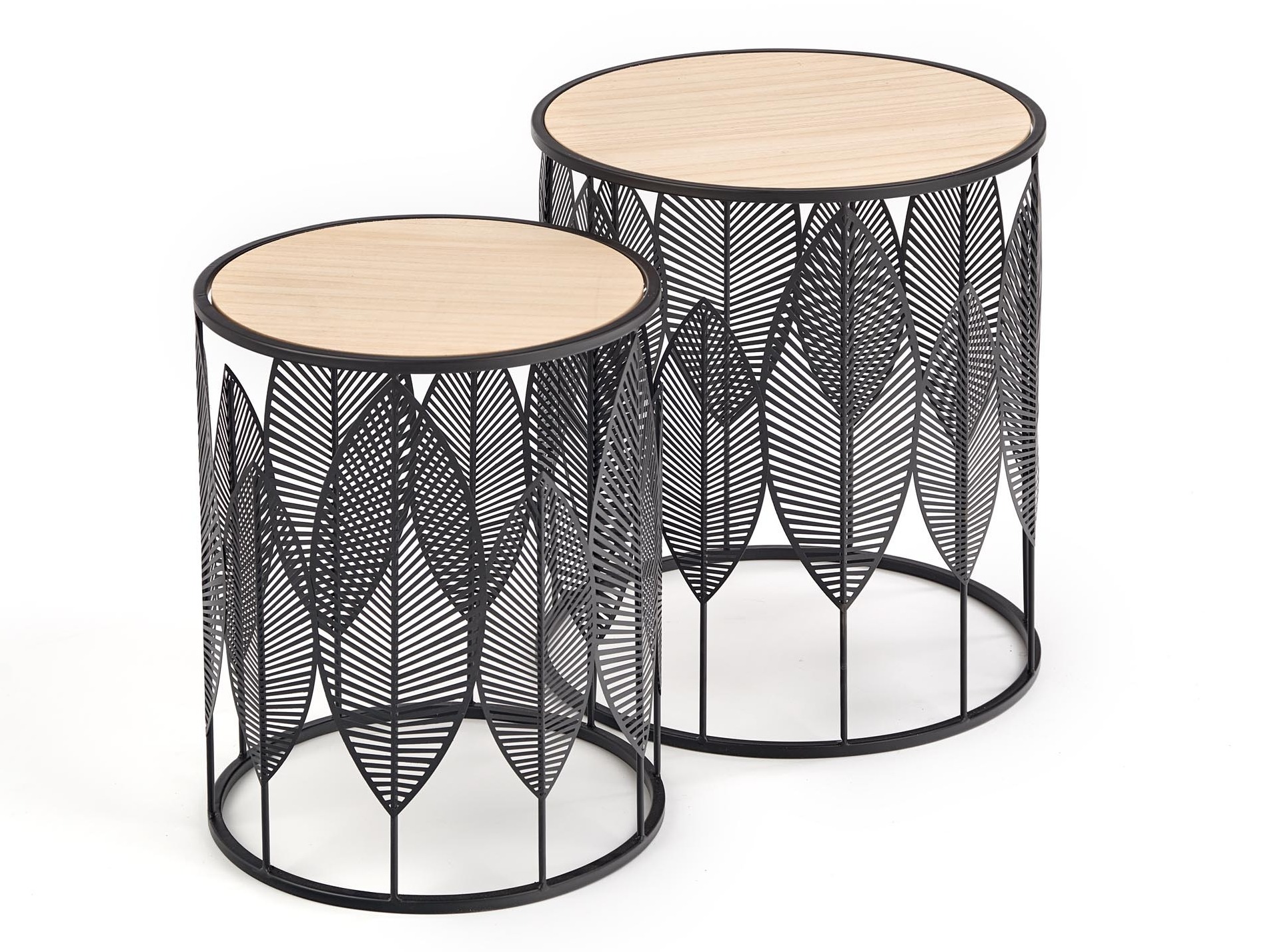 Set pomoćnih stolića Houston 974 (Crna + Svijetlo drvo)