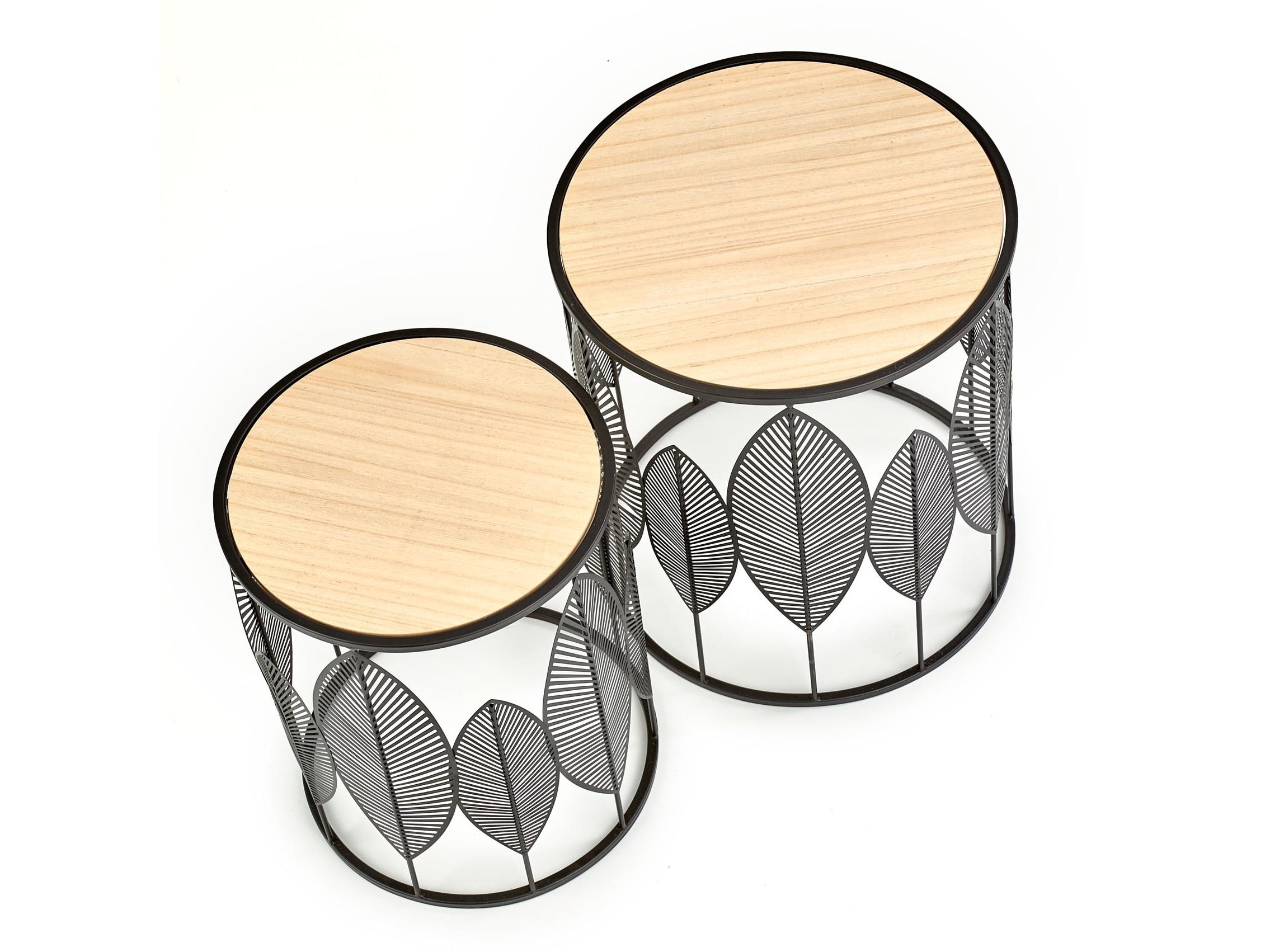 Set pomoćnih stolića Houston 974 (Crna + Svijetlo drvo)