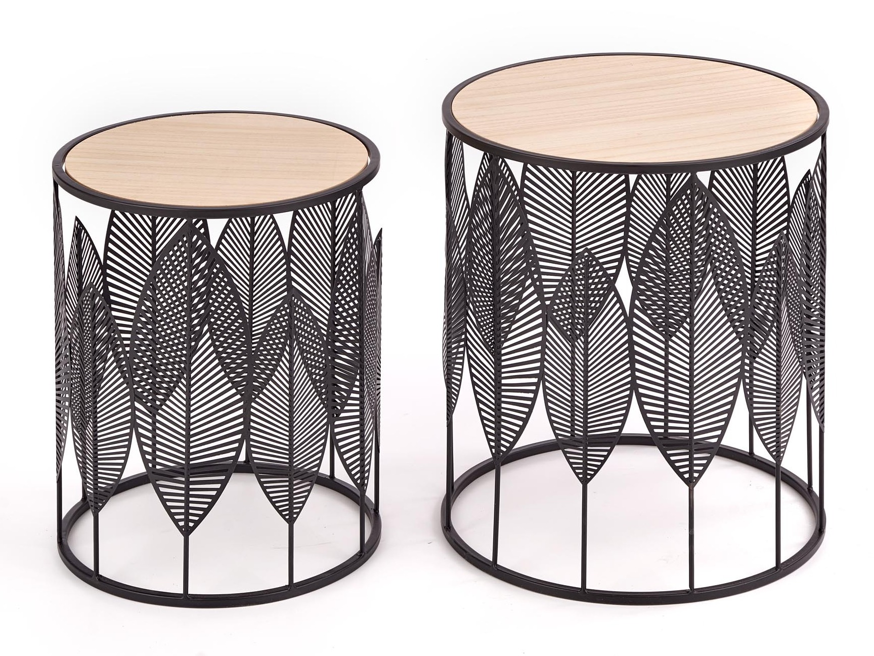 Set pomoćnih stolića Houston 974 (Crna + Svijetlo drvo)