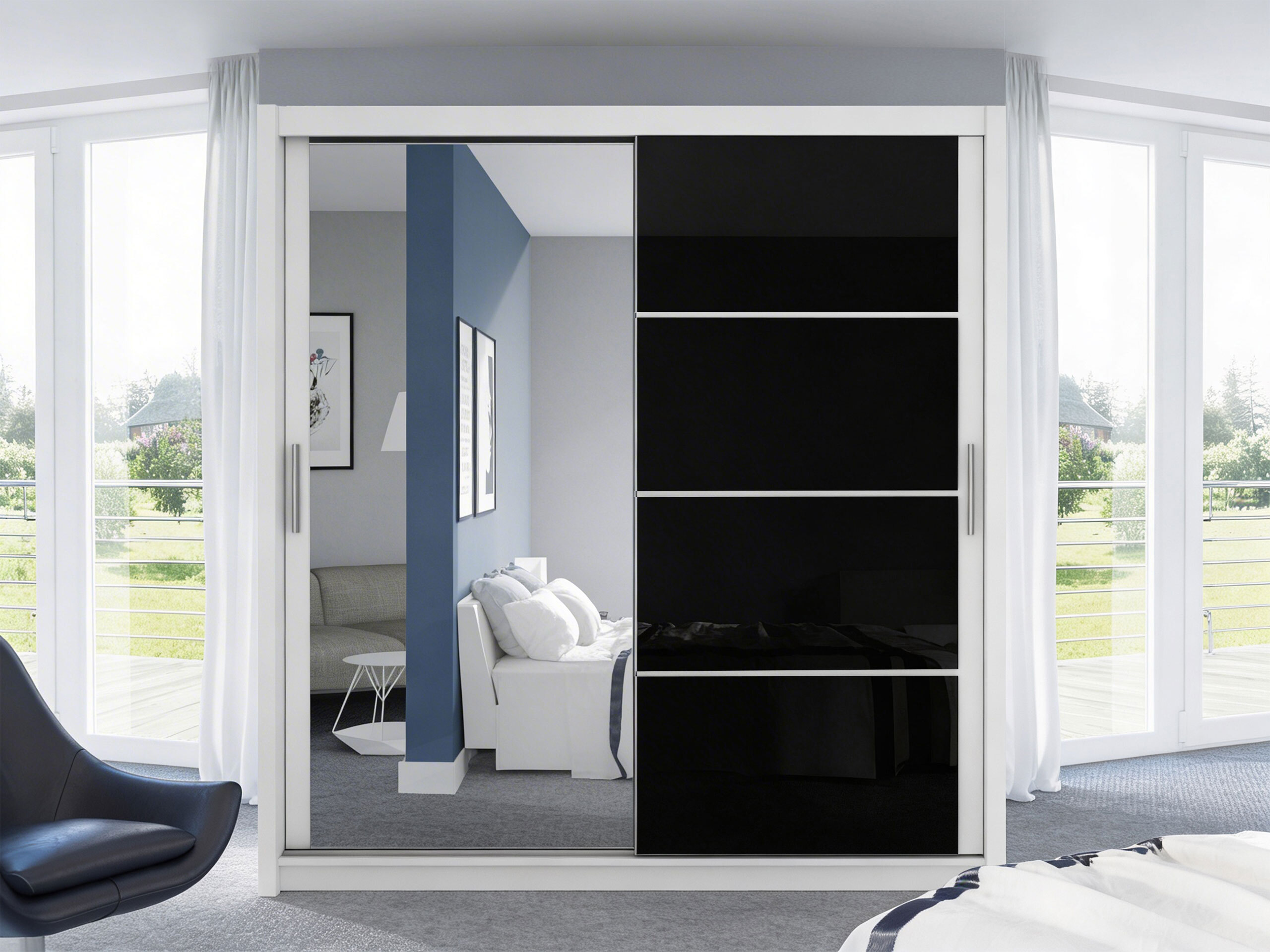 Ormar Honolulu 111 (Bijela + Sjajno crna)