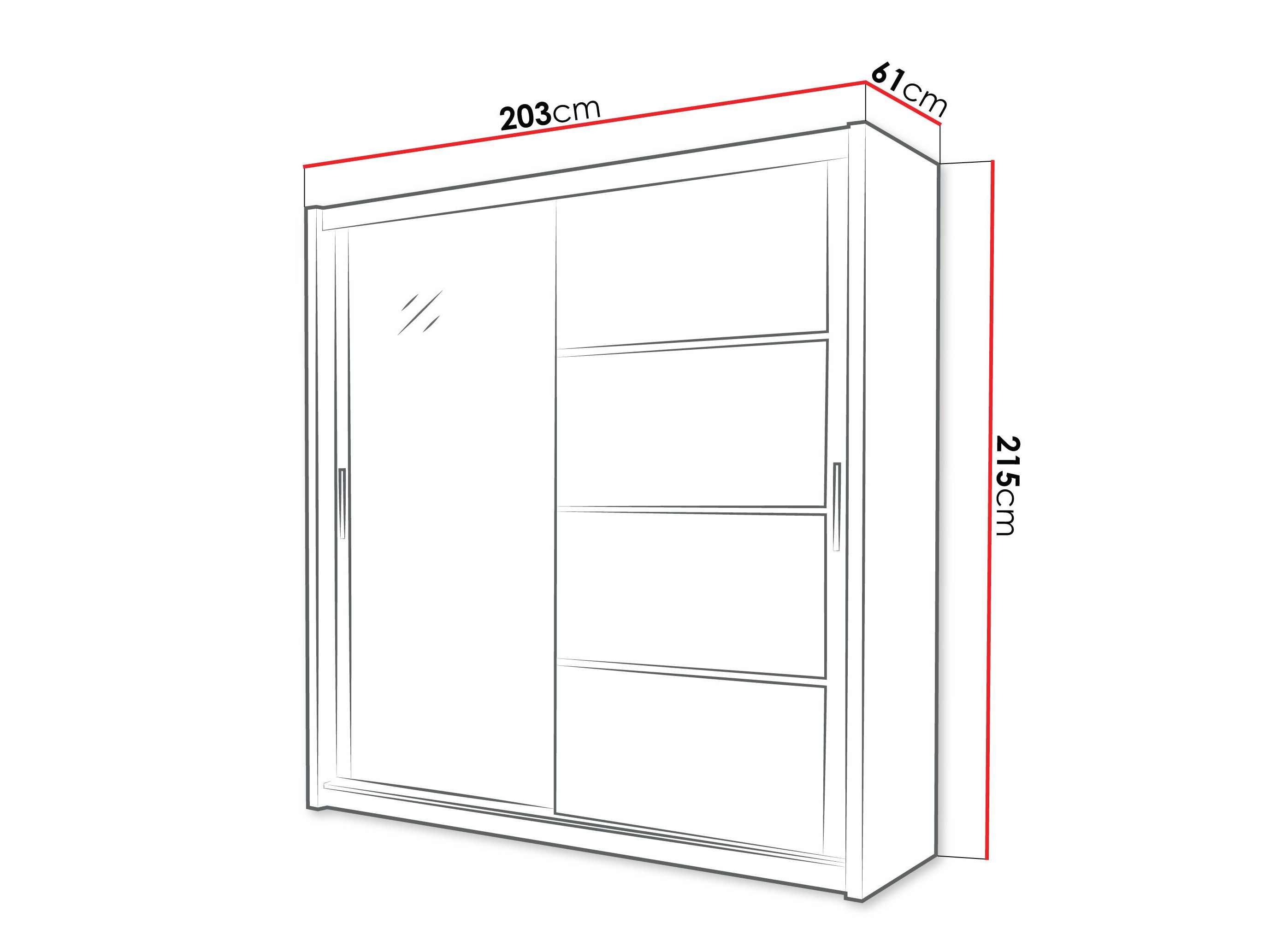 Ormar Honolulu 111 (Bijela + Sjajno crna)