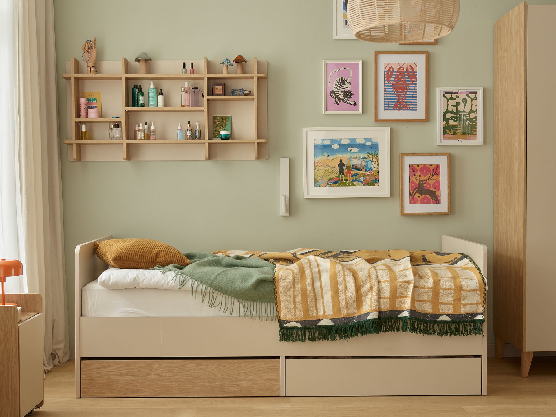 Zidna polica Velrome 108 (Hrast + Bež)