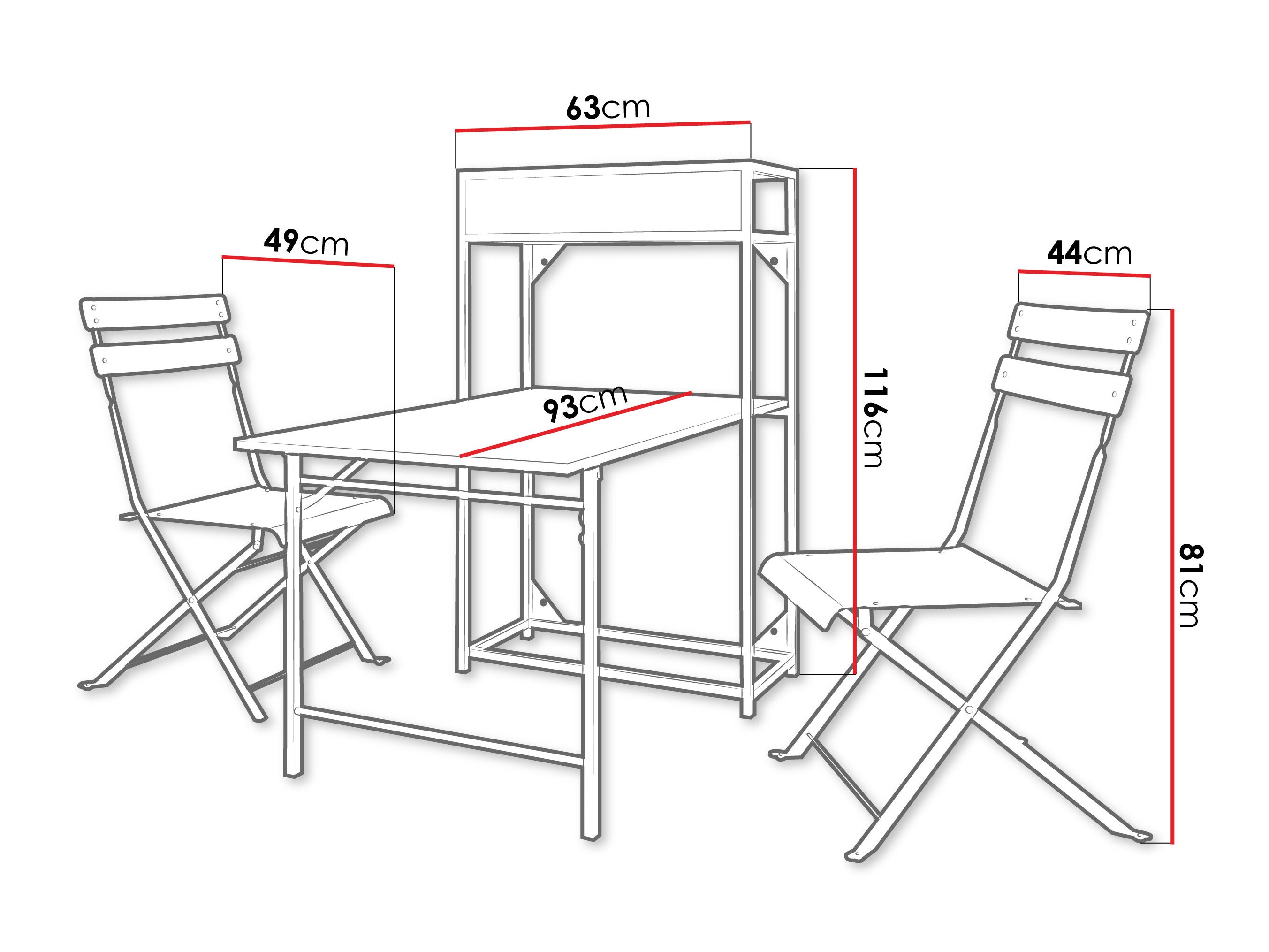 Balkonska garnitura Lenitus (Crna)