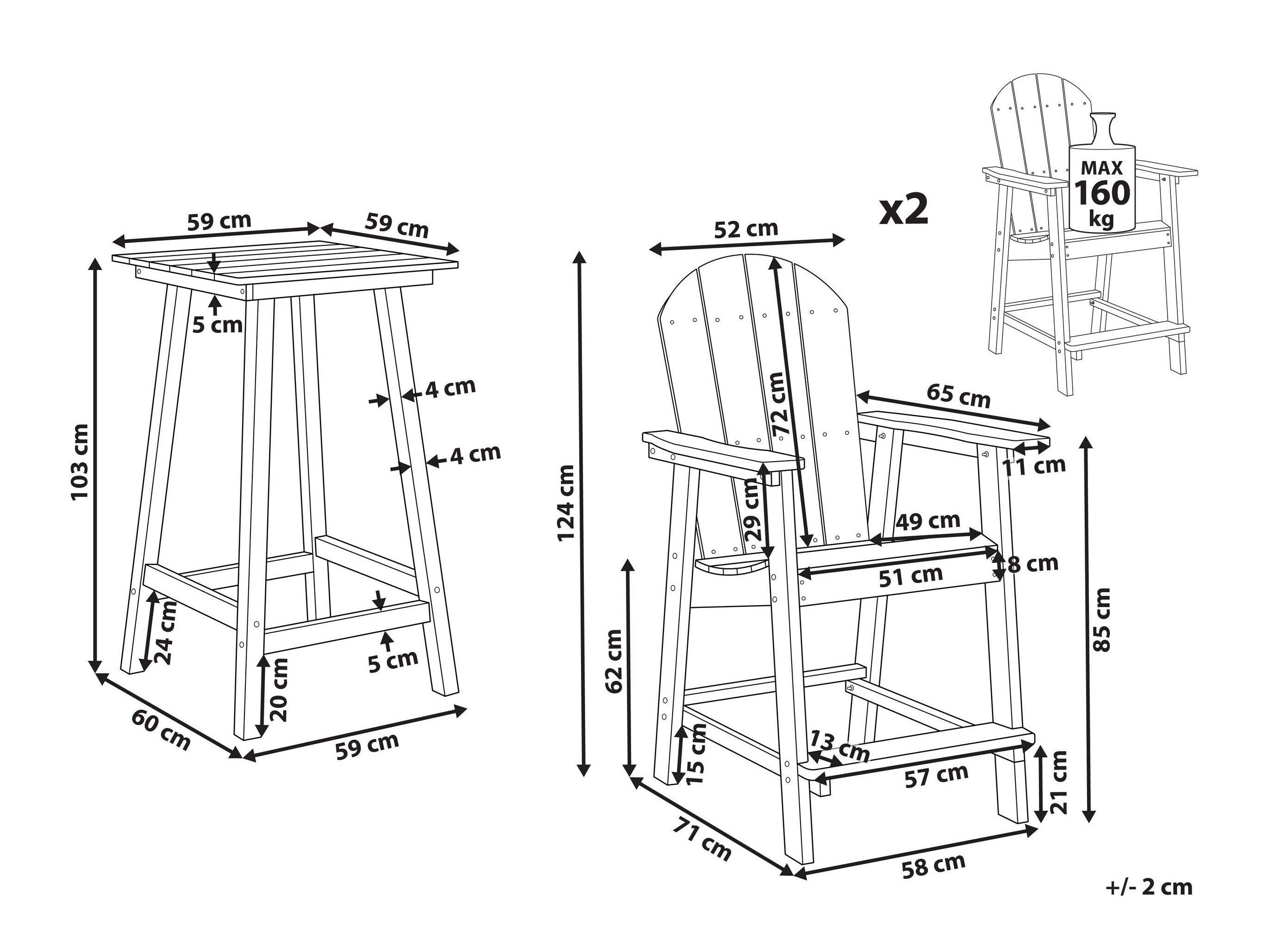Balkonska garnitura Berwyn 3249 (Crvena)