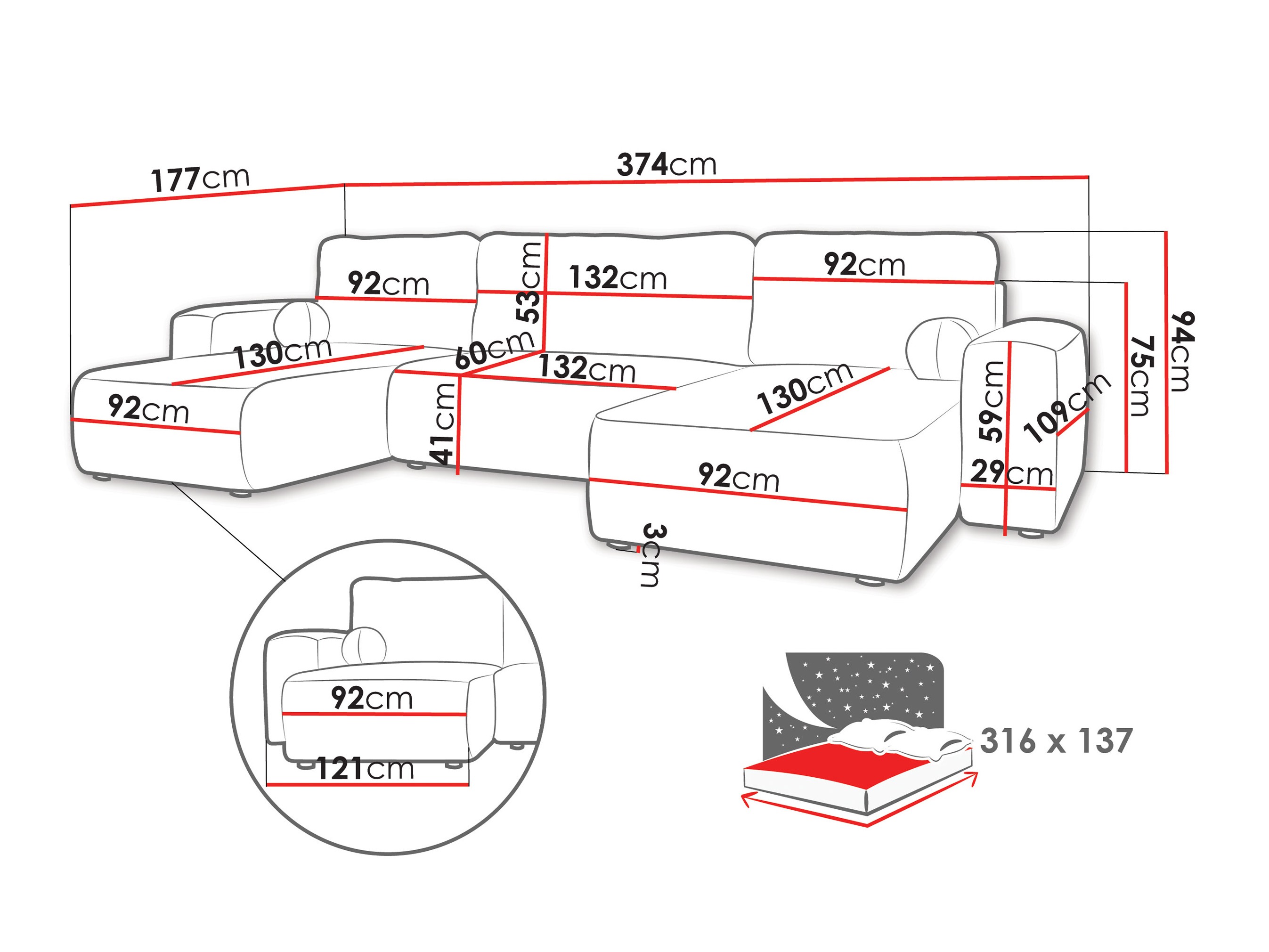 Kutna garnitura TrendyNest 130 (Coral 15)