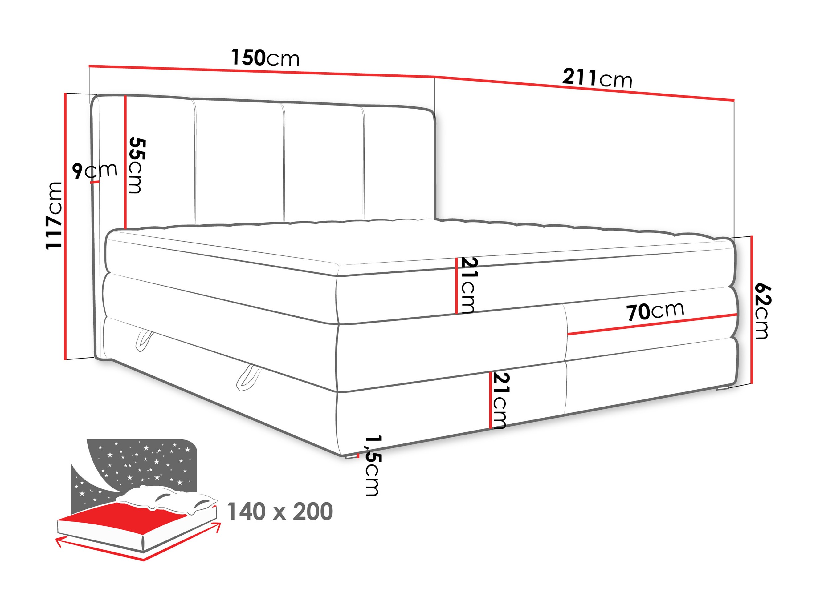 Boxspring krevet ComfiDream Caelion (Onega 03)