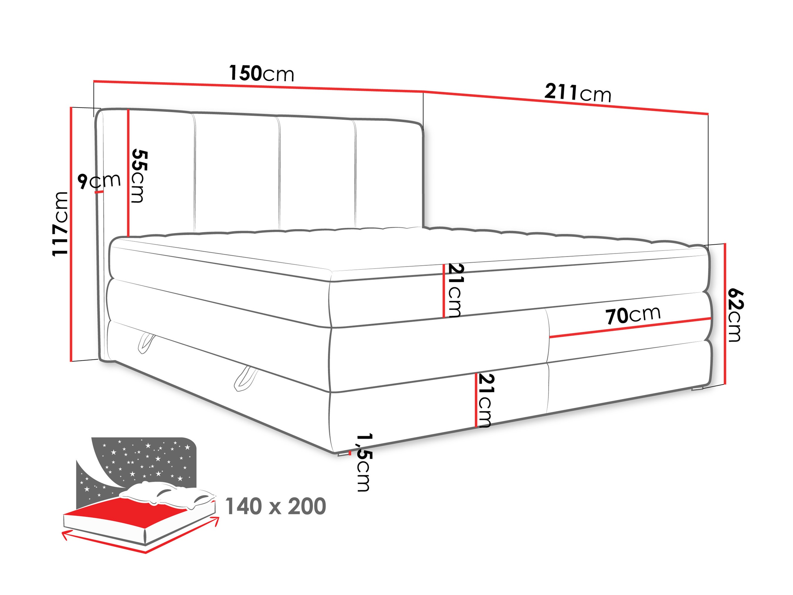 Boxspring krevet ComfiDream Caelion (Onega 11)