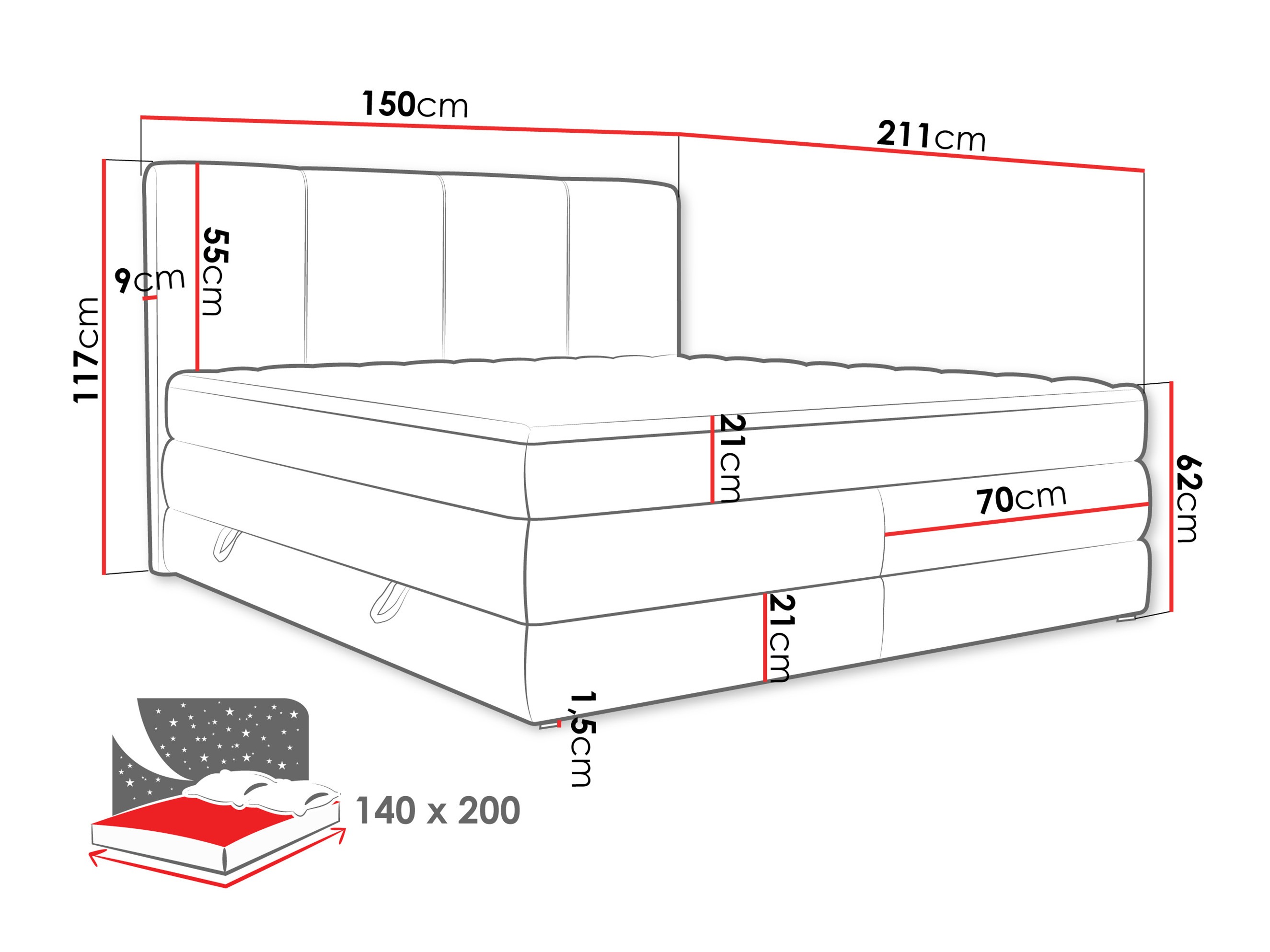 Boxspring krevet ComfiDream Caelion (Onega 18)