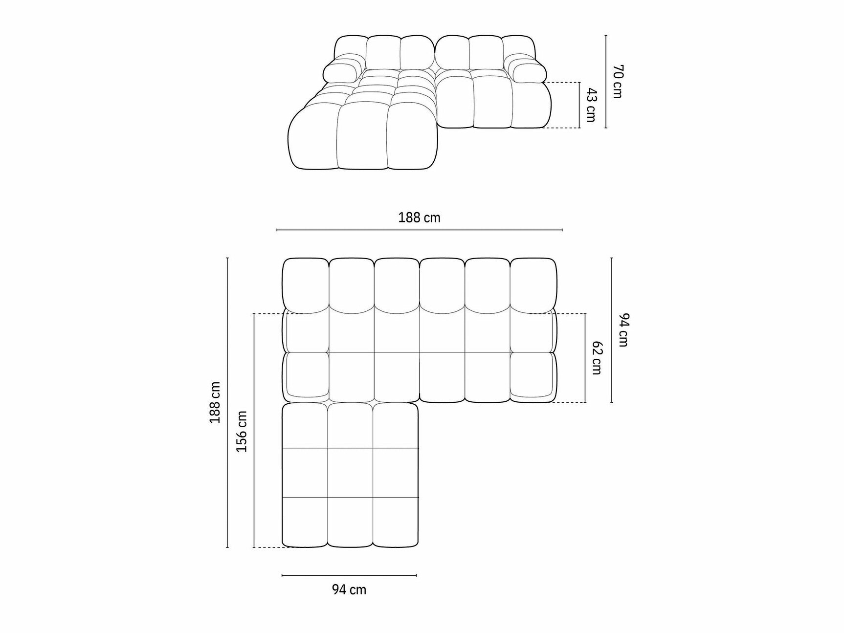 Modularna kutna garnitura SC10084 s oštećenim pakiranjem