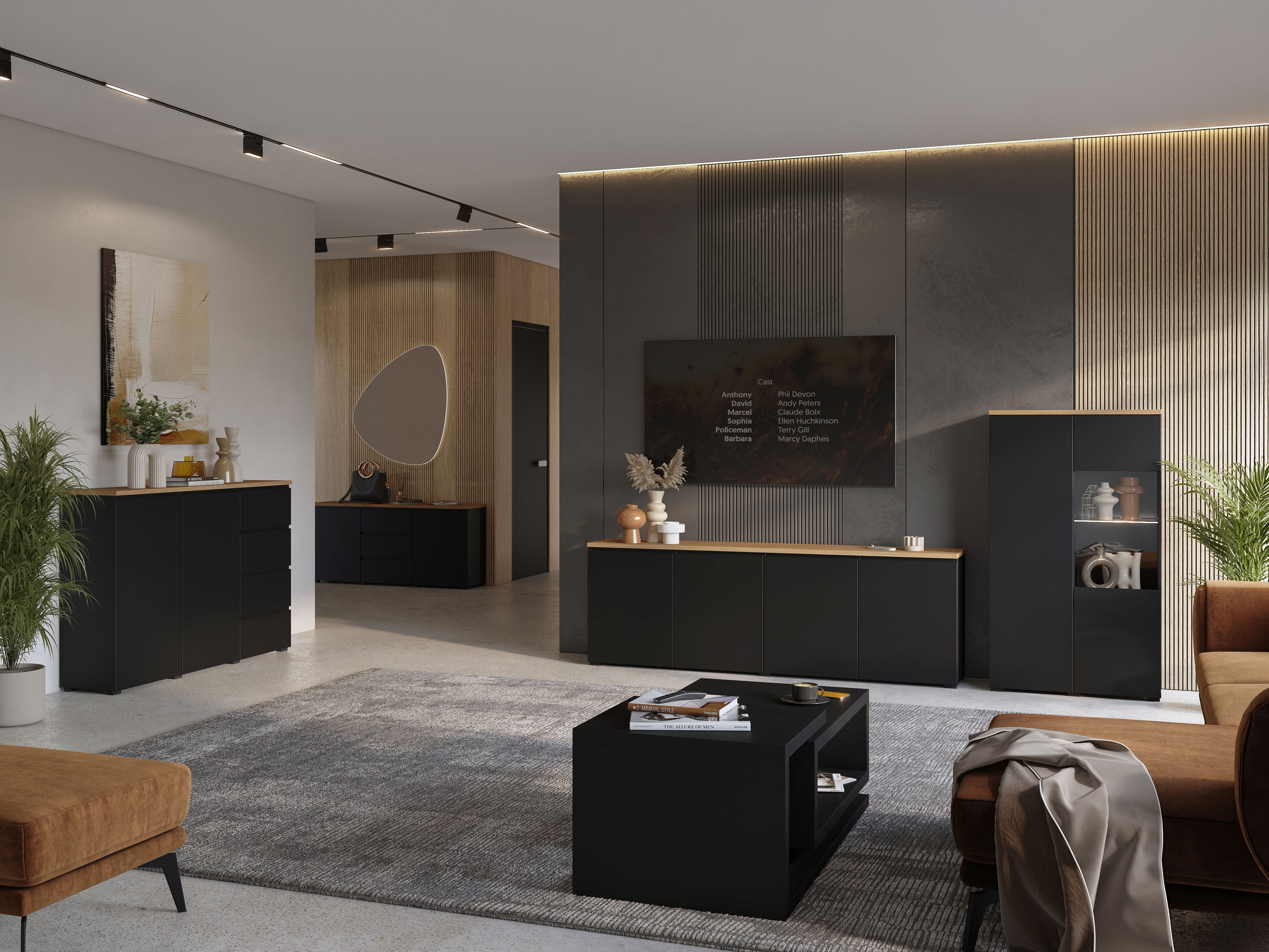 Komoda Baletu 106 (Crna + Hrast)