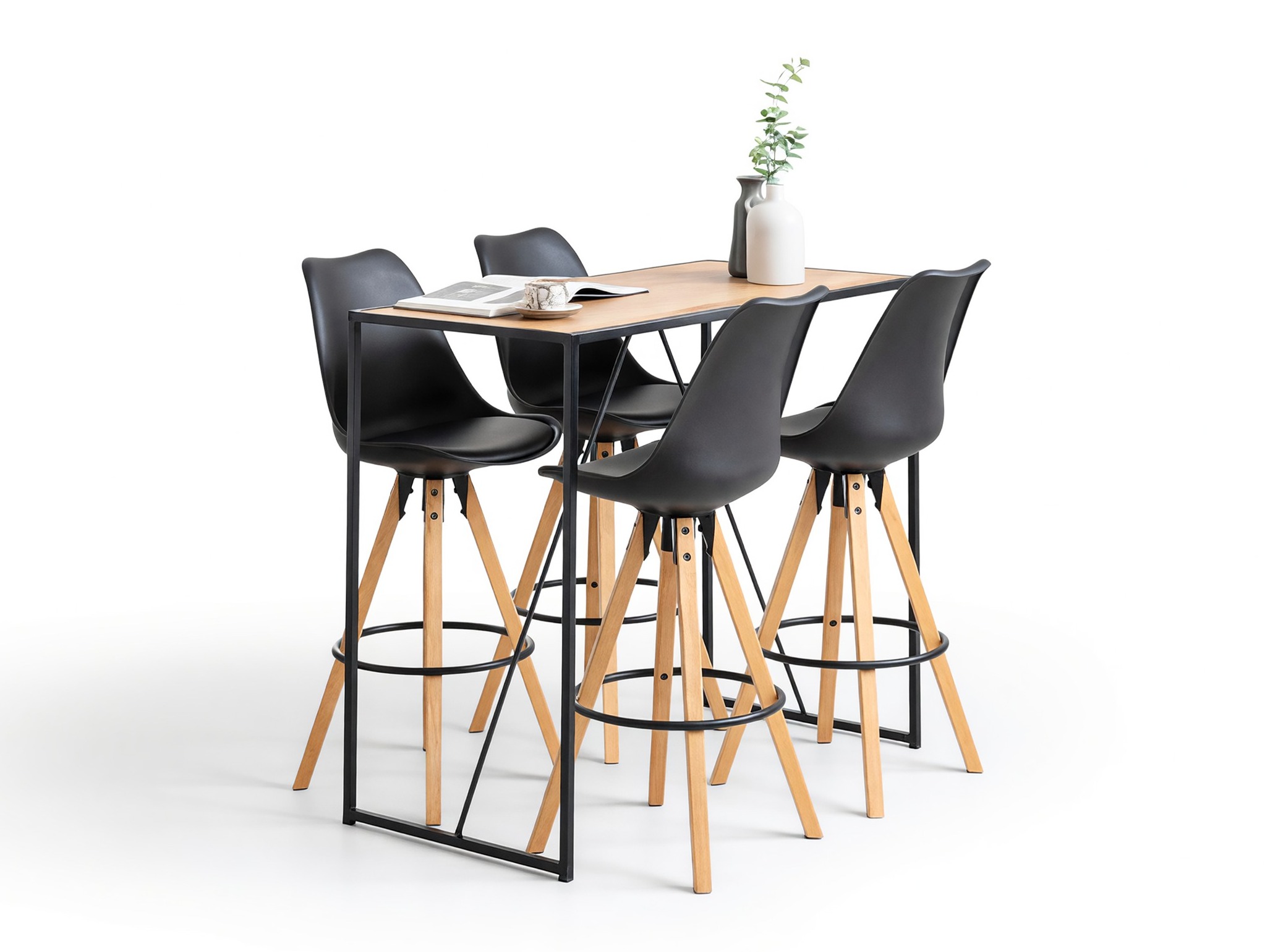 Blagovaonski set Norsica 517 (Crna + Svijetlo drvo)