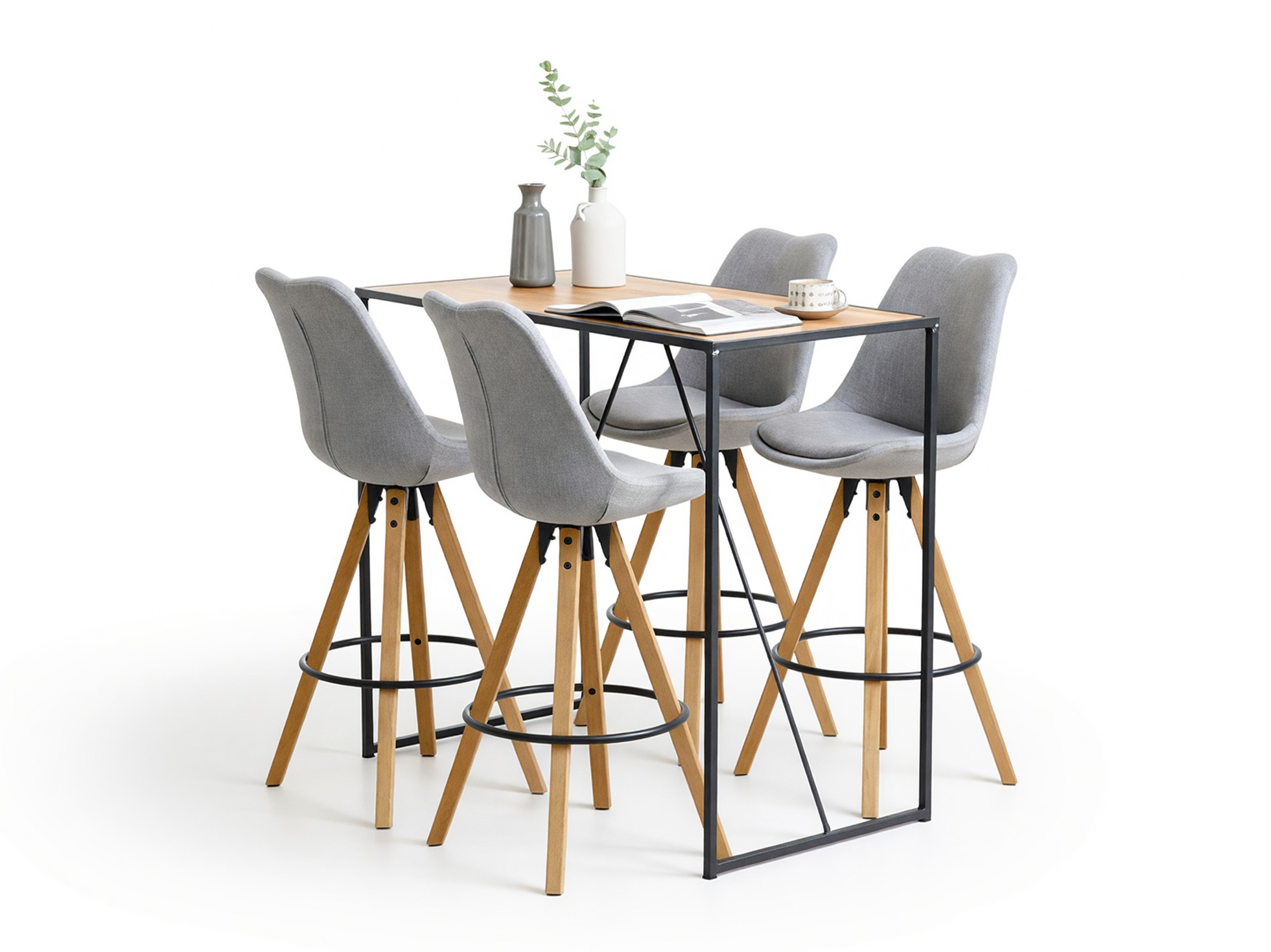 Blagovaonski set Norsica 517 (Siva + Svijetlo drvo)