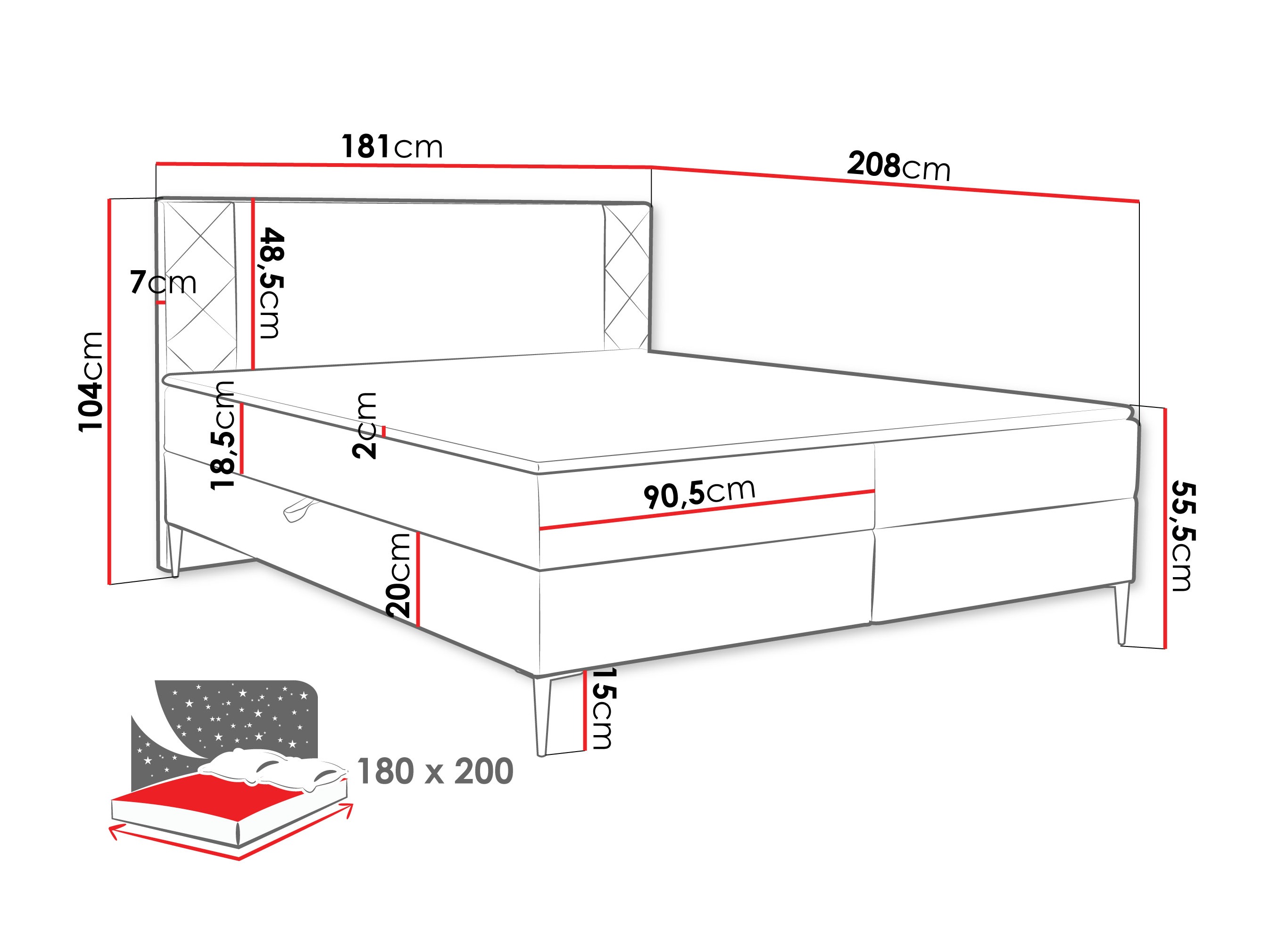 Boxspring krevet Providence 200 (Polo 872)