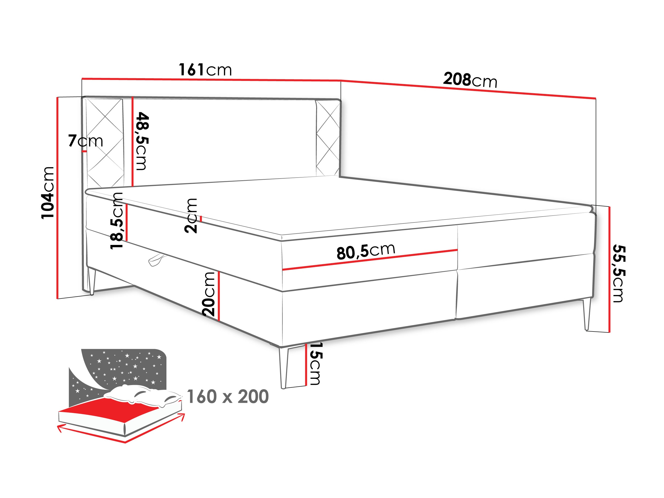 Boxspring krevet Providence 200 (Polo 877)