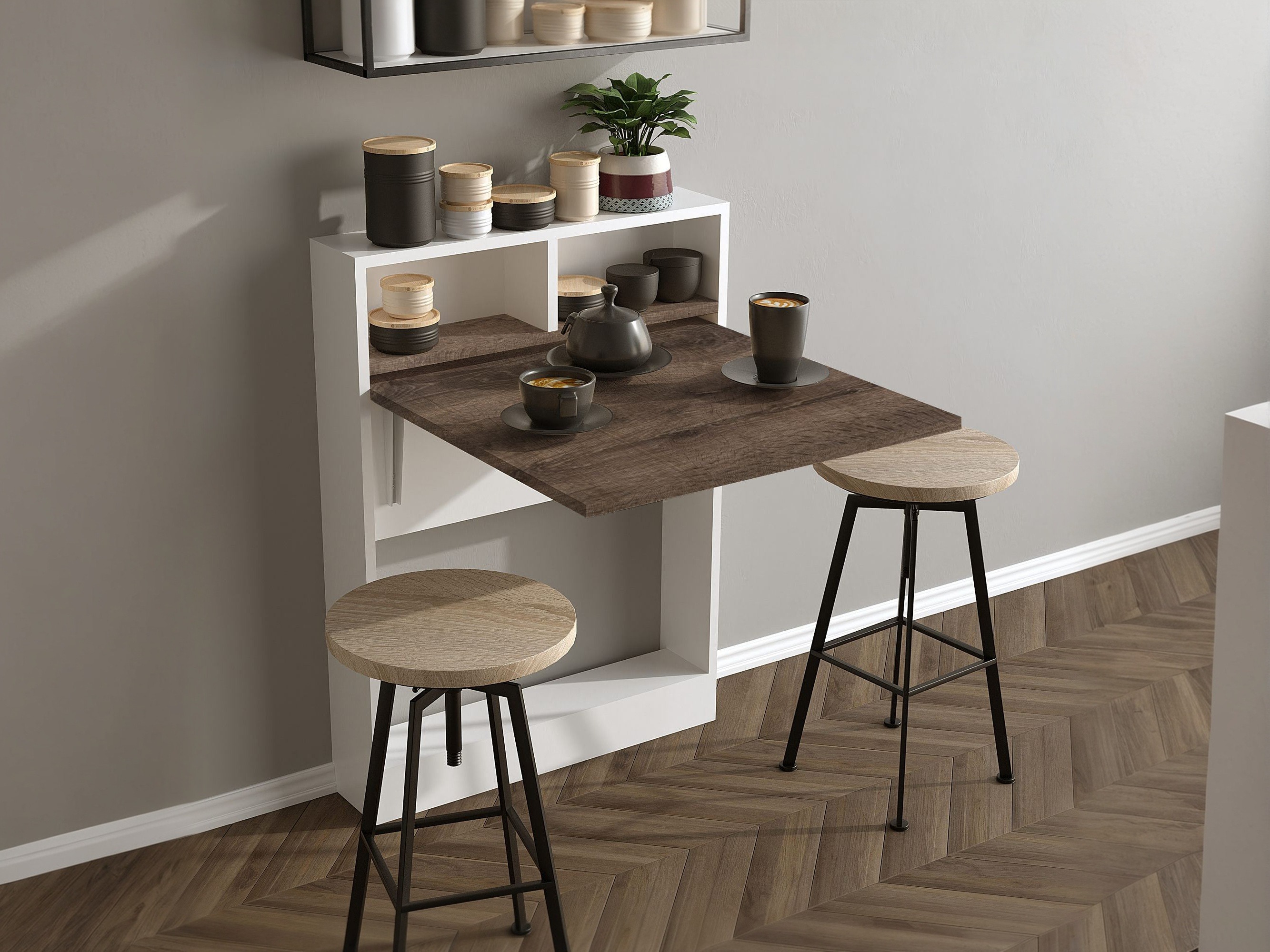 Sklopivi stol Kailua 187 (Bijela + Svijetlo smeđa)