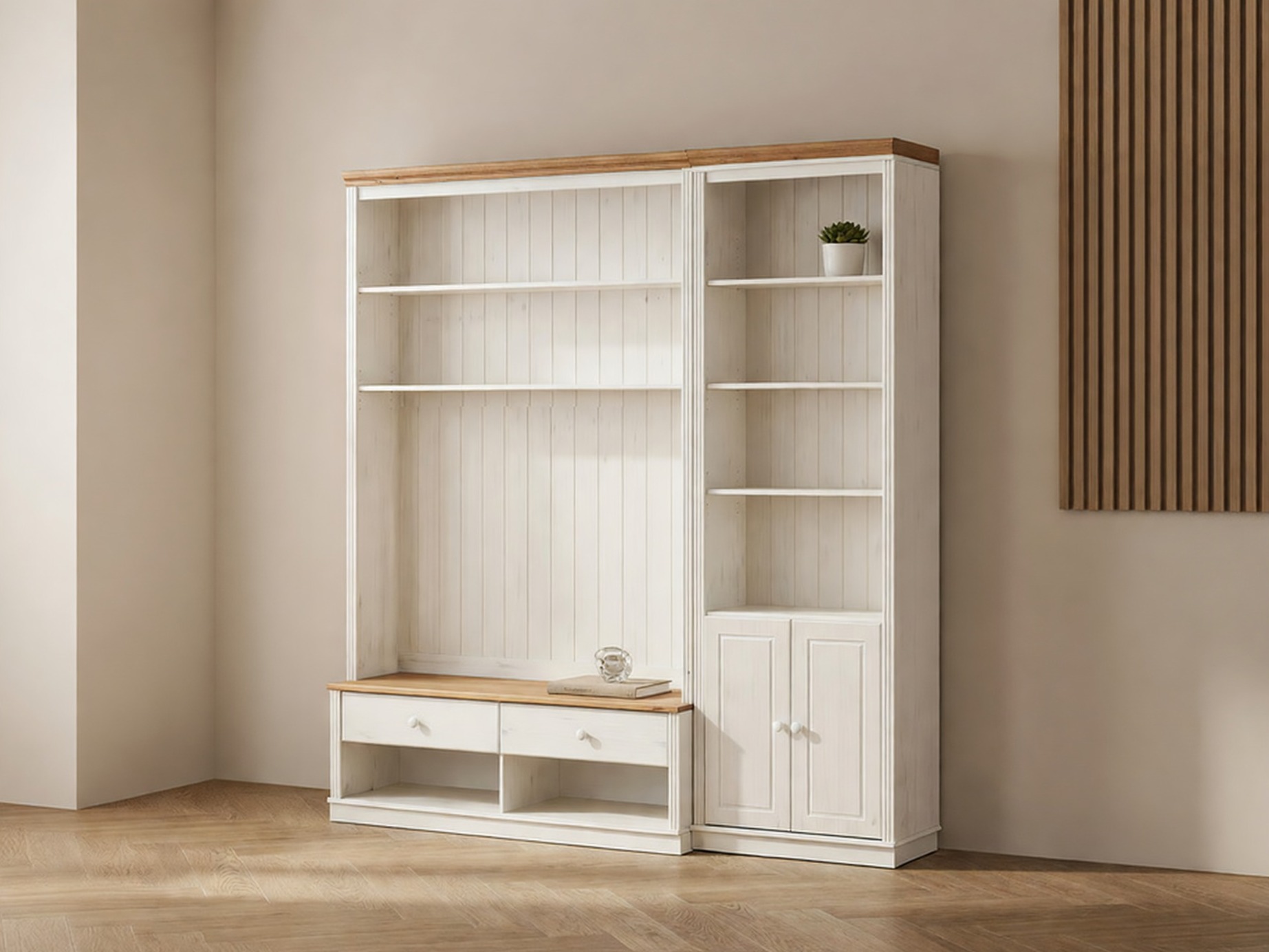 Set za dnevni boravak Saltoro 105 (Bijela + Hrast u boji meda)