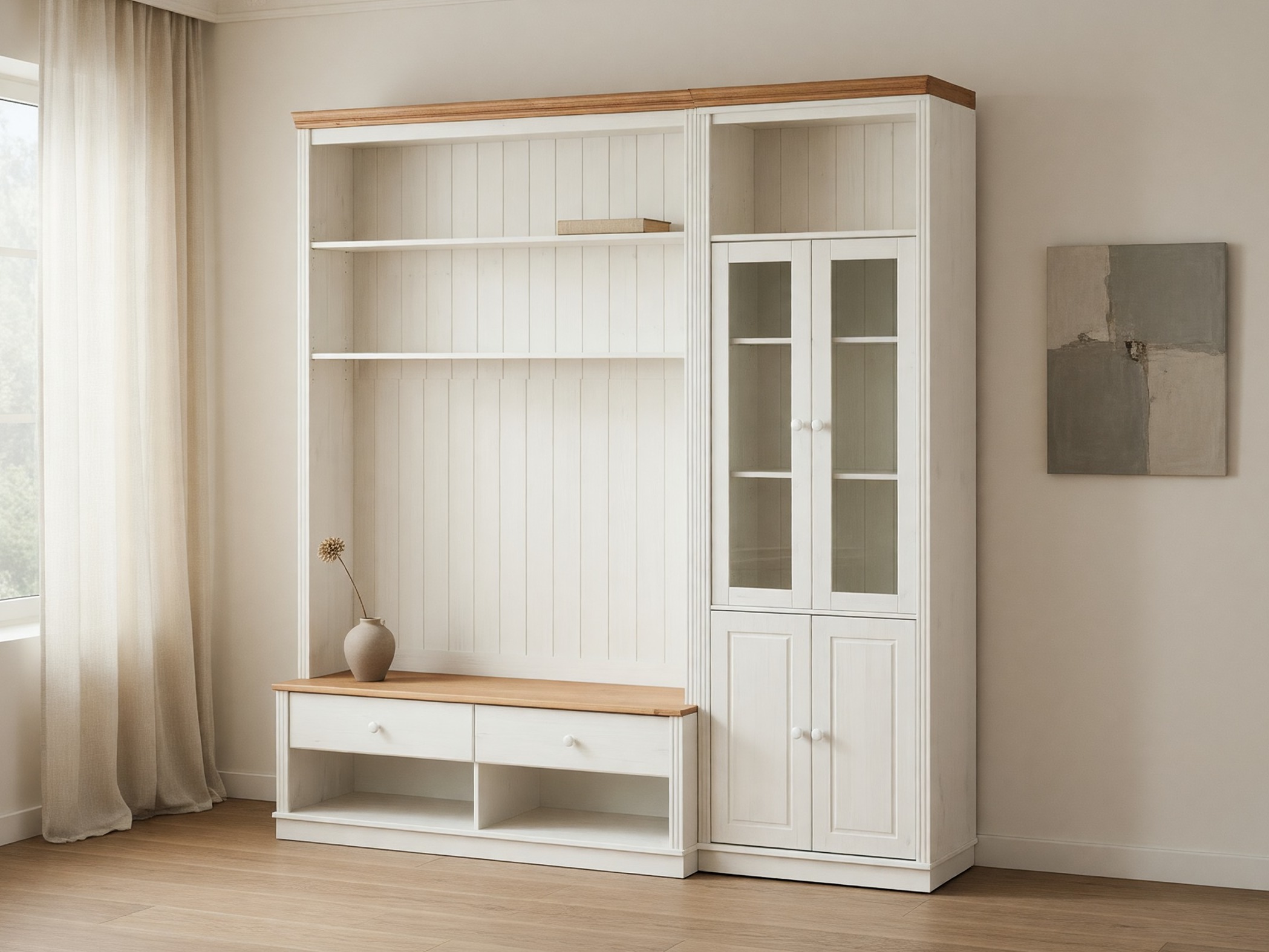 Set za dnevni boravak Saltoro 124 (Bijela + Hrast u boji meda)