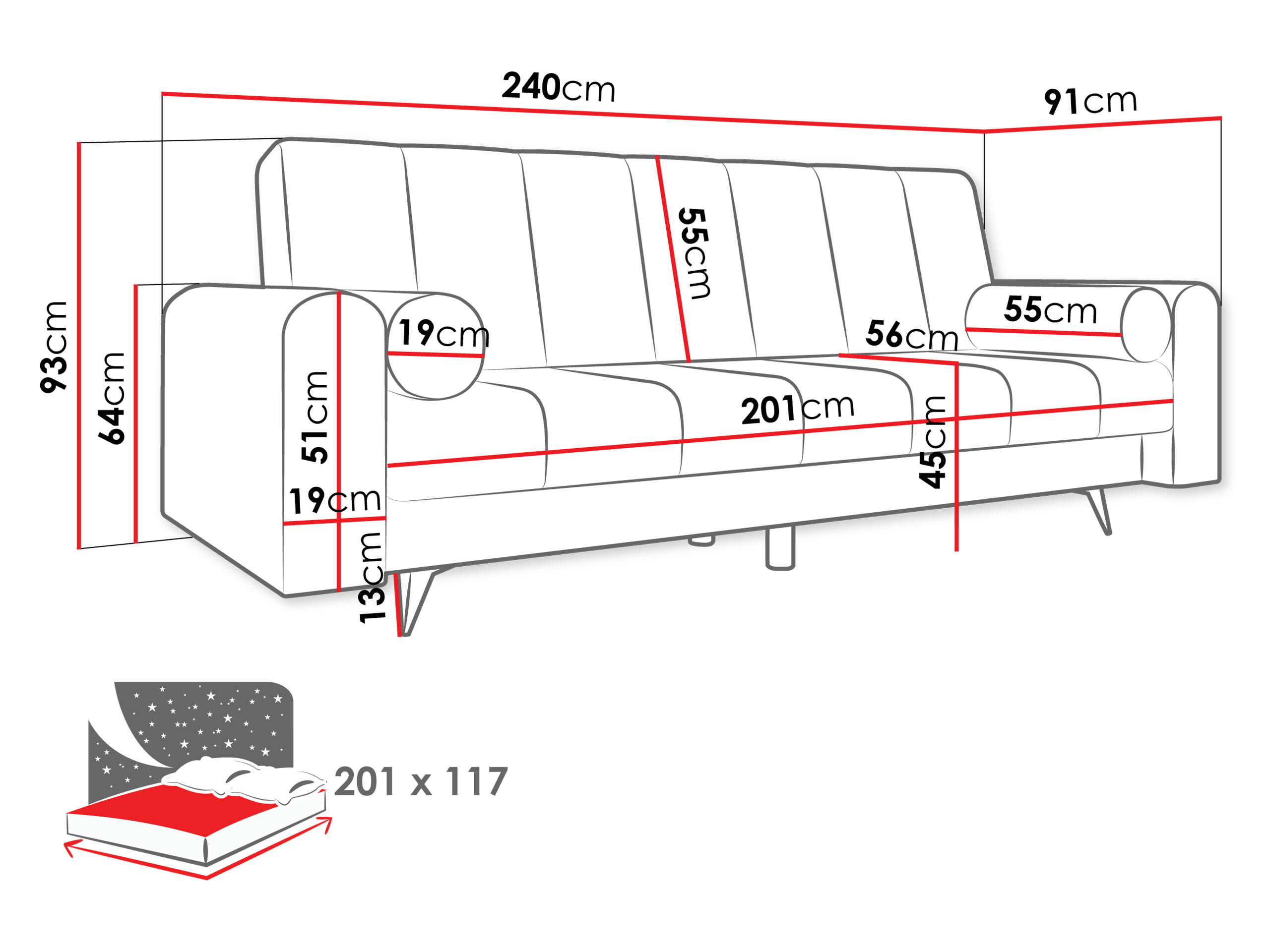 Kauč na razvlačenje Comfivo Luda (Sandu 224.02)