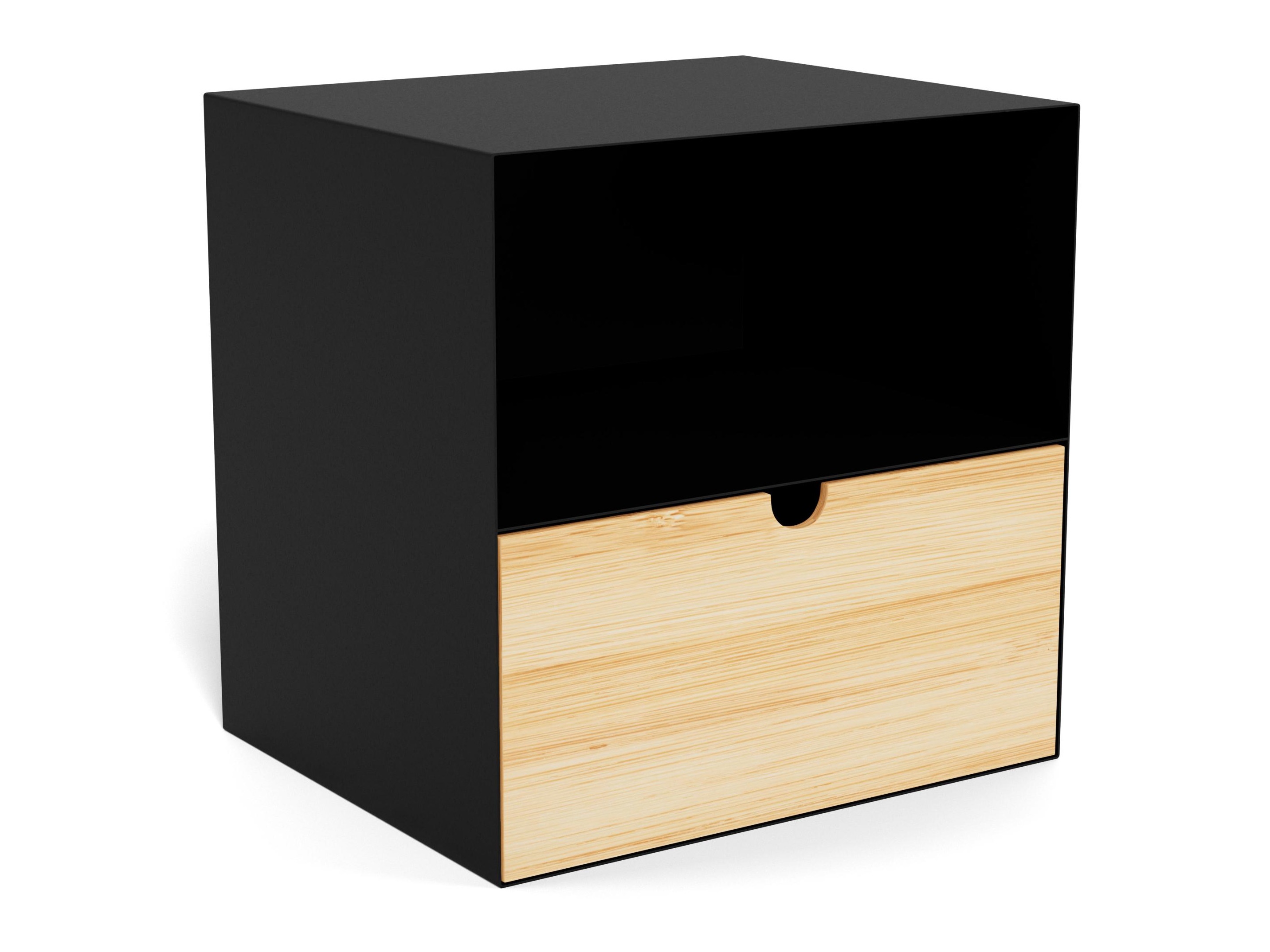 Noćni ormarić Norsica 375 (Crna + Svijetlo drvo)