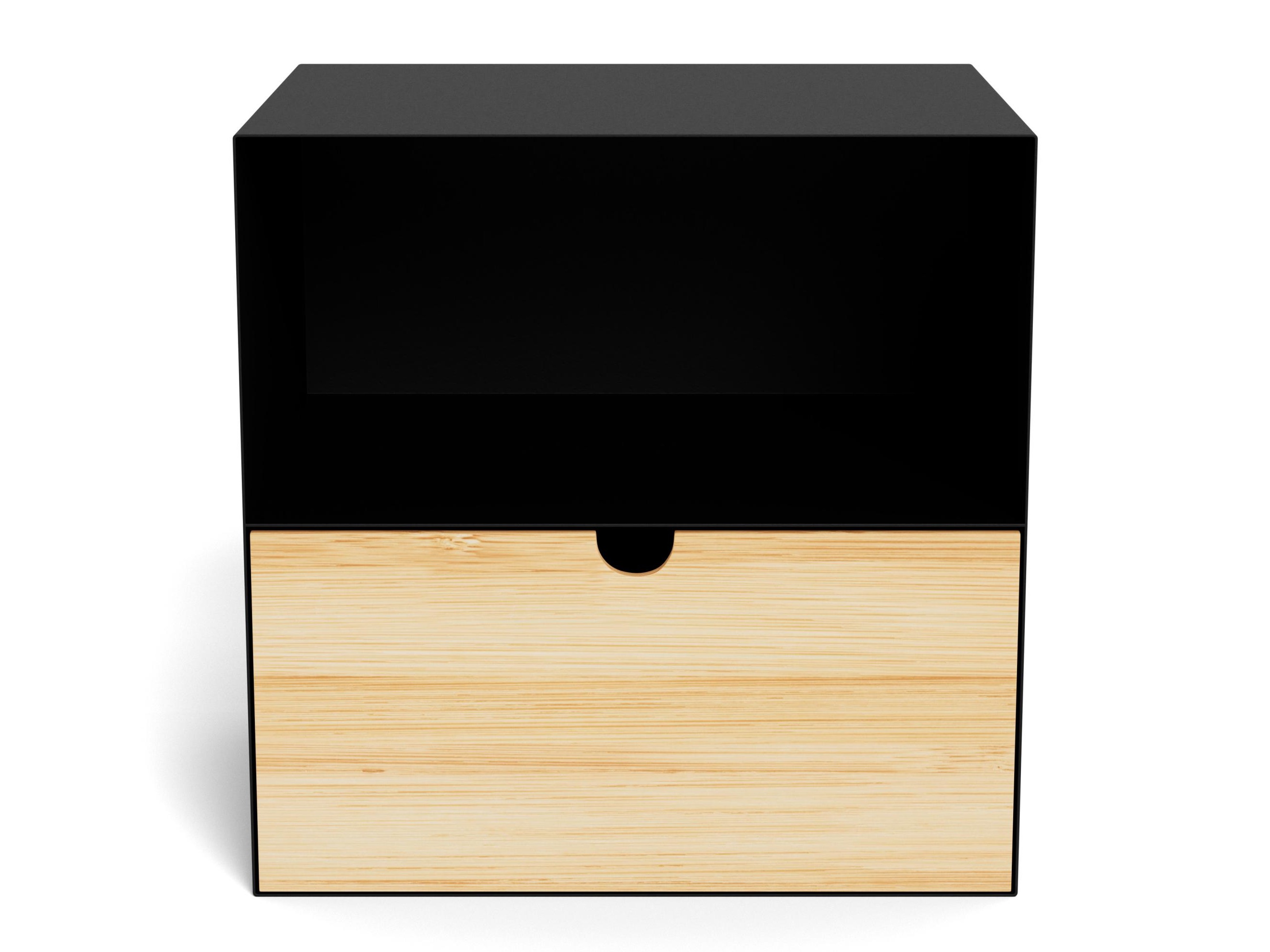 Noćni ormarić Norsica 375 (Crna + Svijetlo drvo)