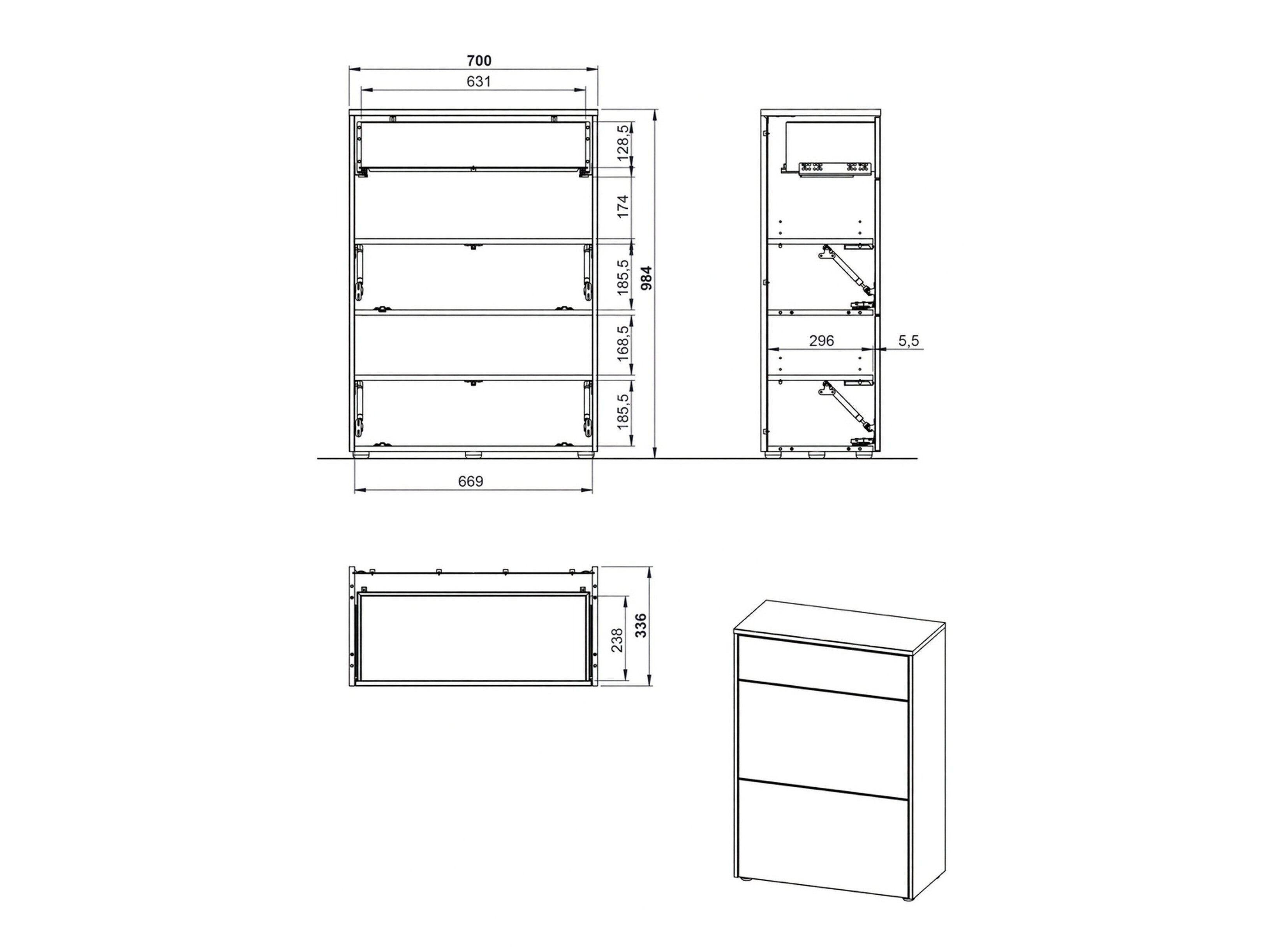Ormarić za cipele Levfena 102 (Kašmir + Navarra hrast)