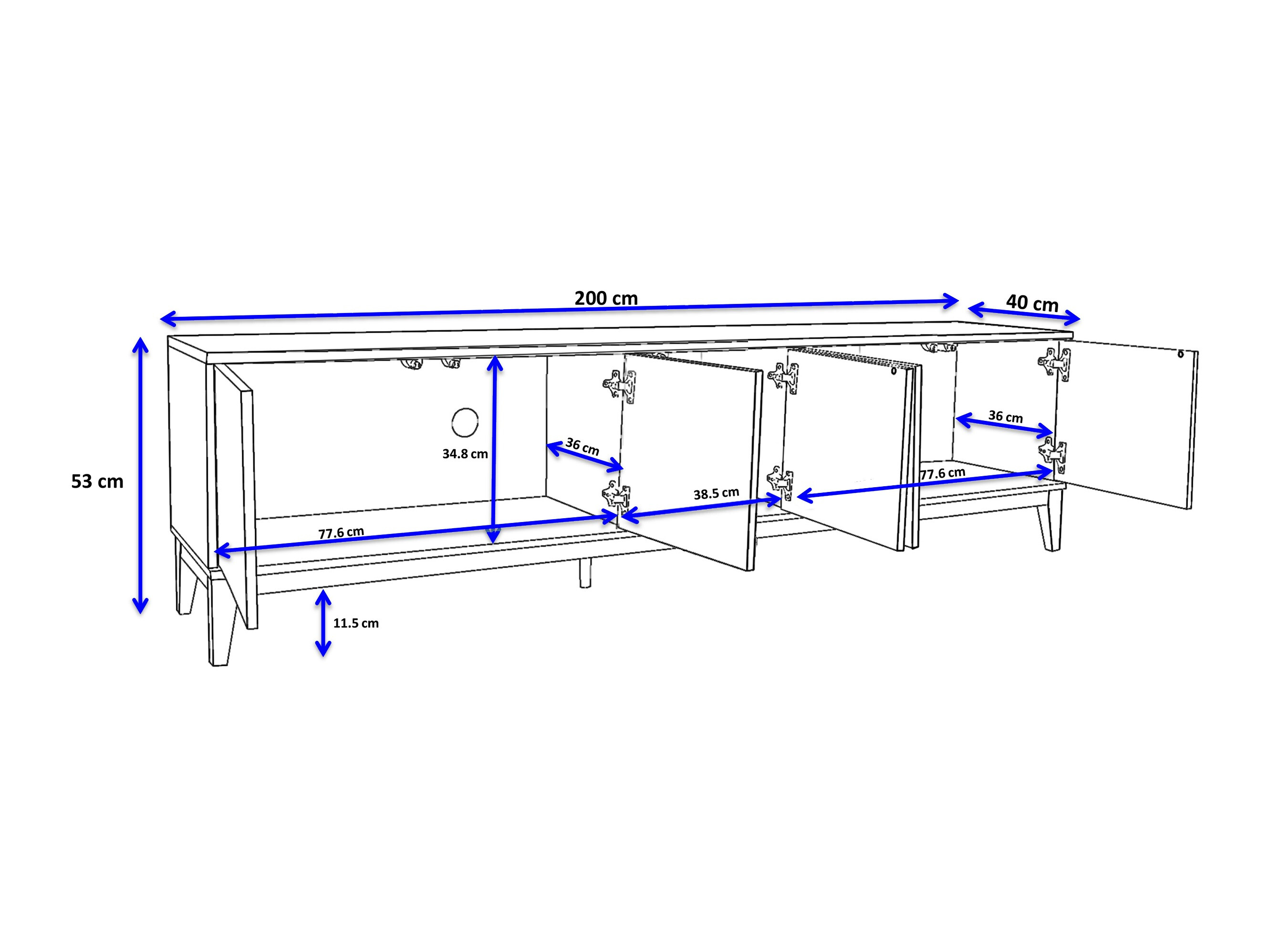 TV stol Felmelo 100 (Bijela + Hrast Wotan)
